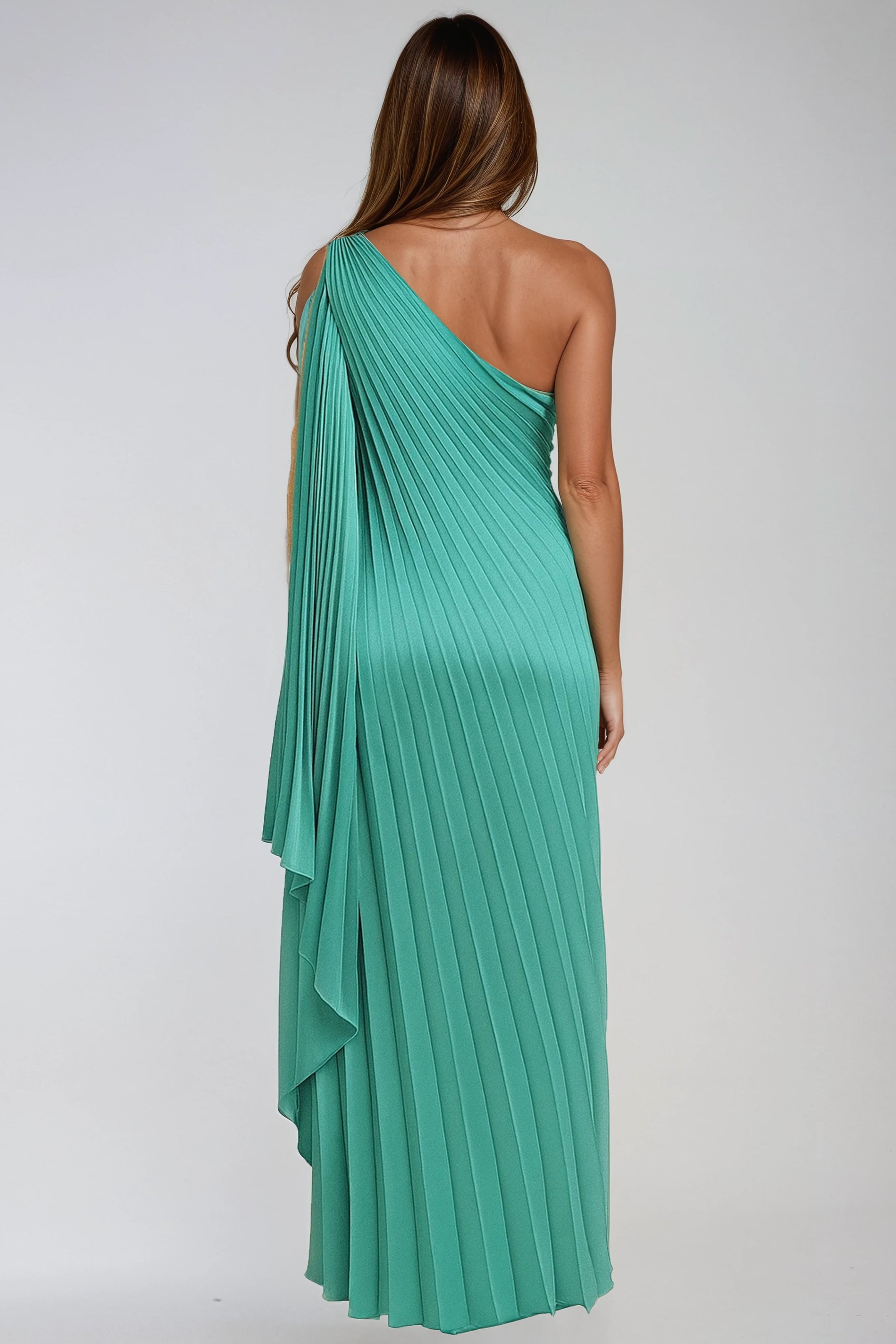 One Shoulder Pleated Column Gown One Shoulder Pleated Column Gown
