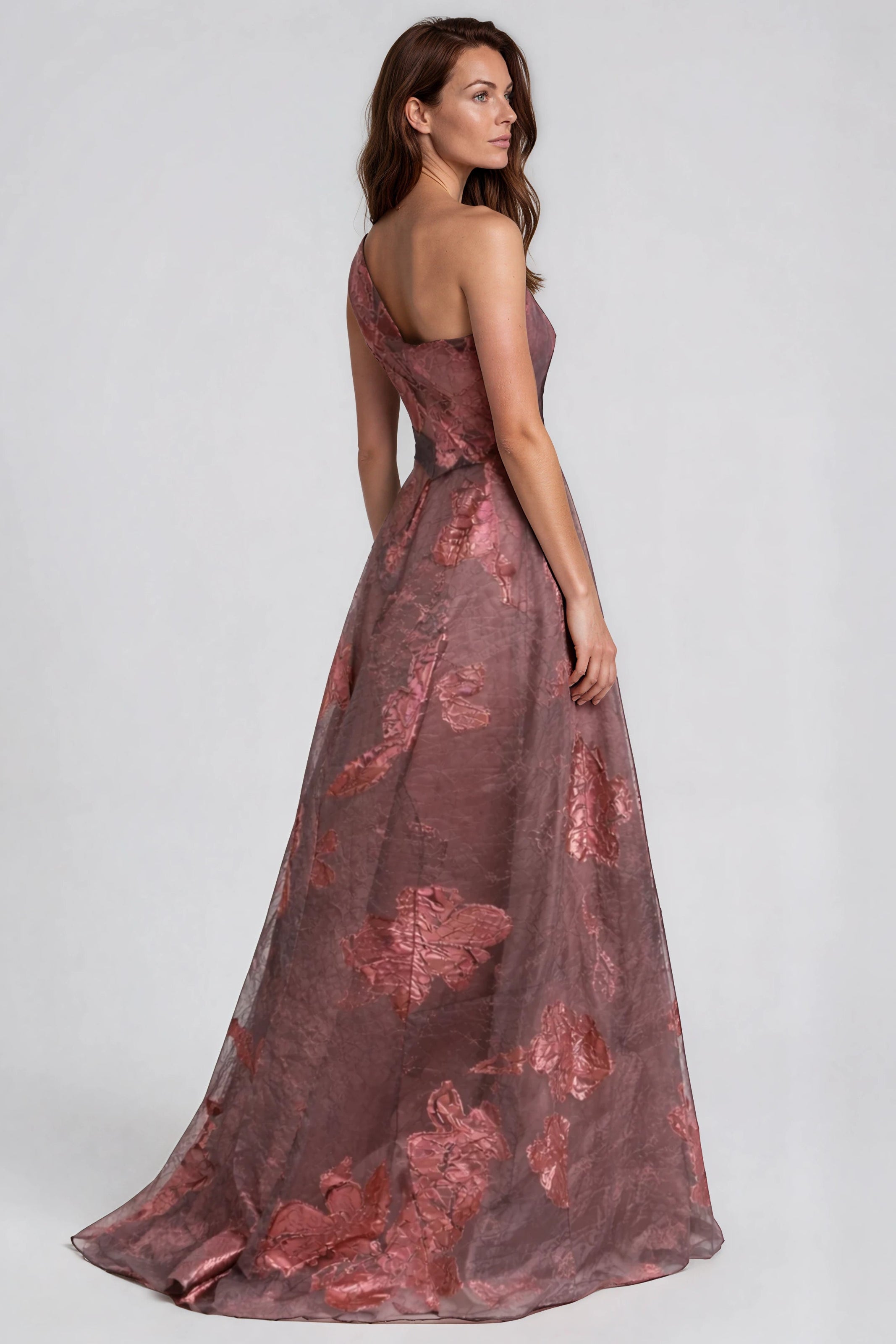 One Shoulder A-line Fil Coupe Gown Gown Rene Ruiz Collection