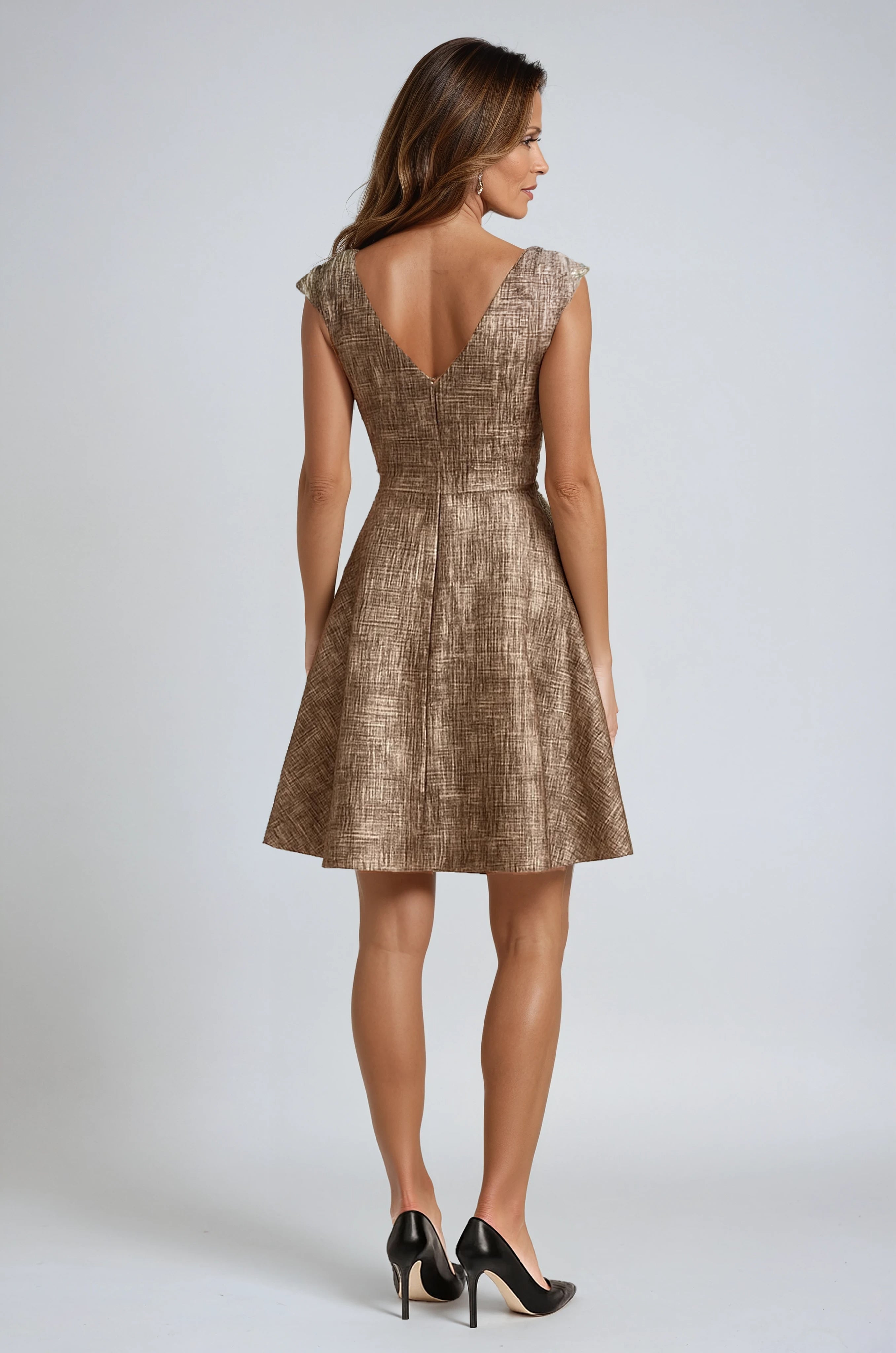 Jacquard V-Neck A-Line Cocktail