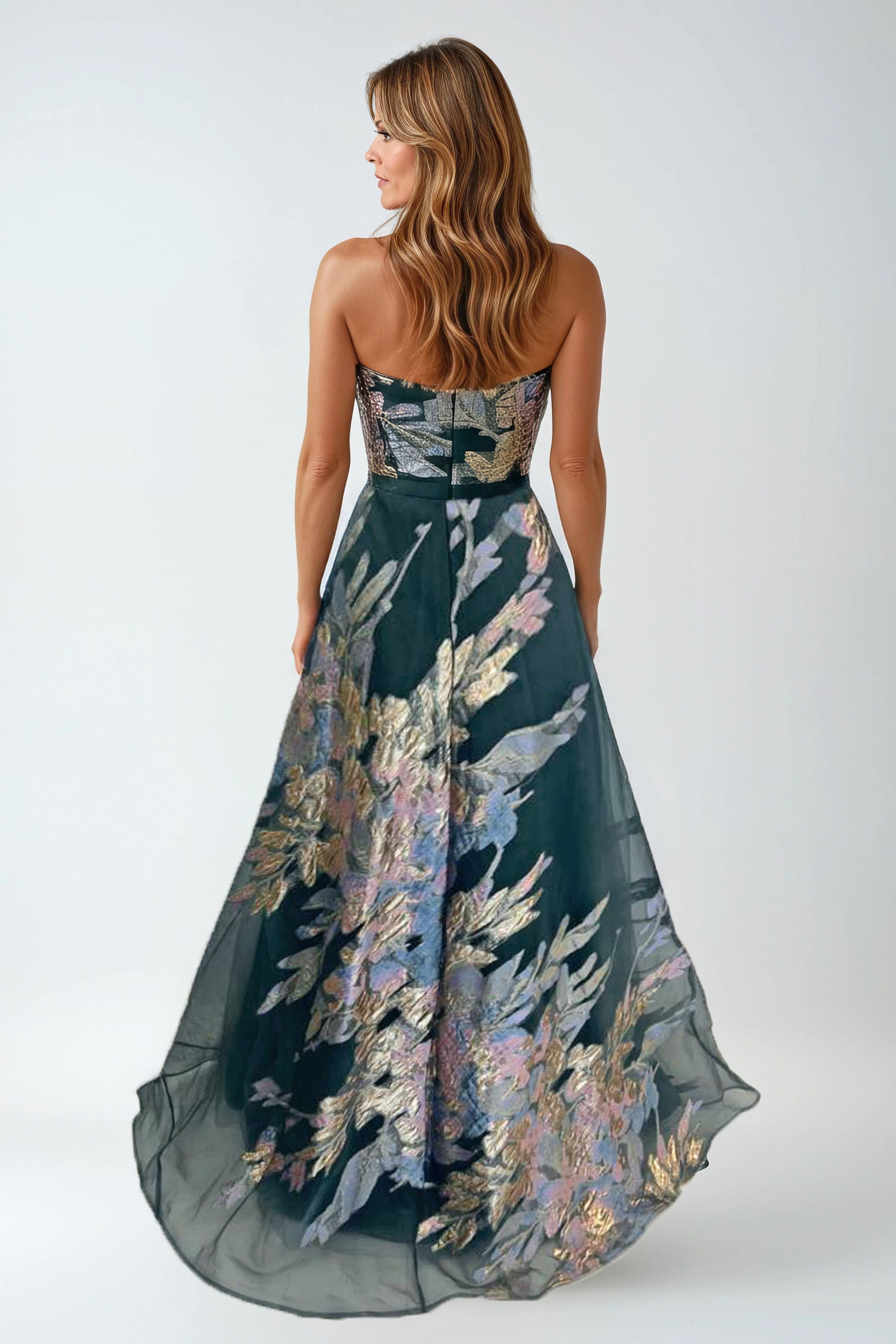 Strapless Sweetheart Fil Coupe A-Line Gown