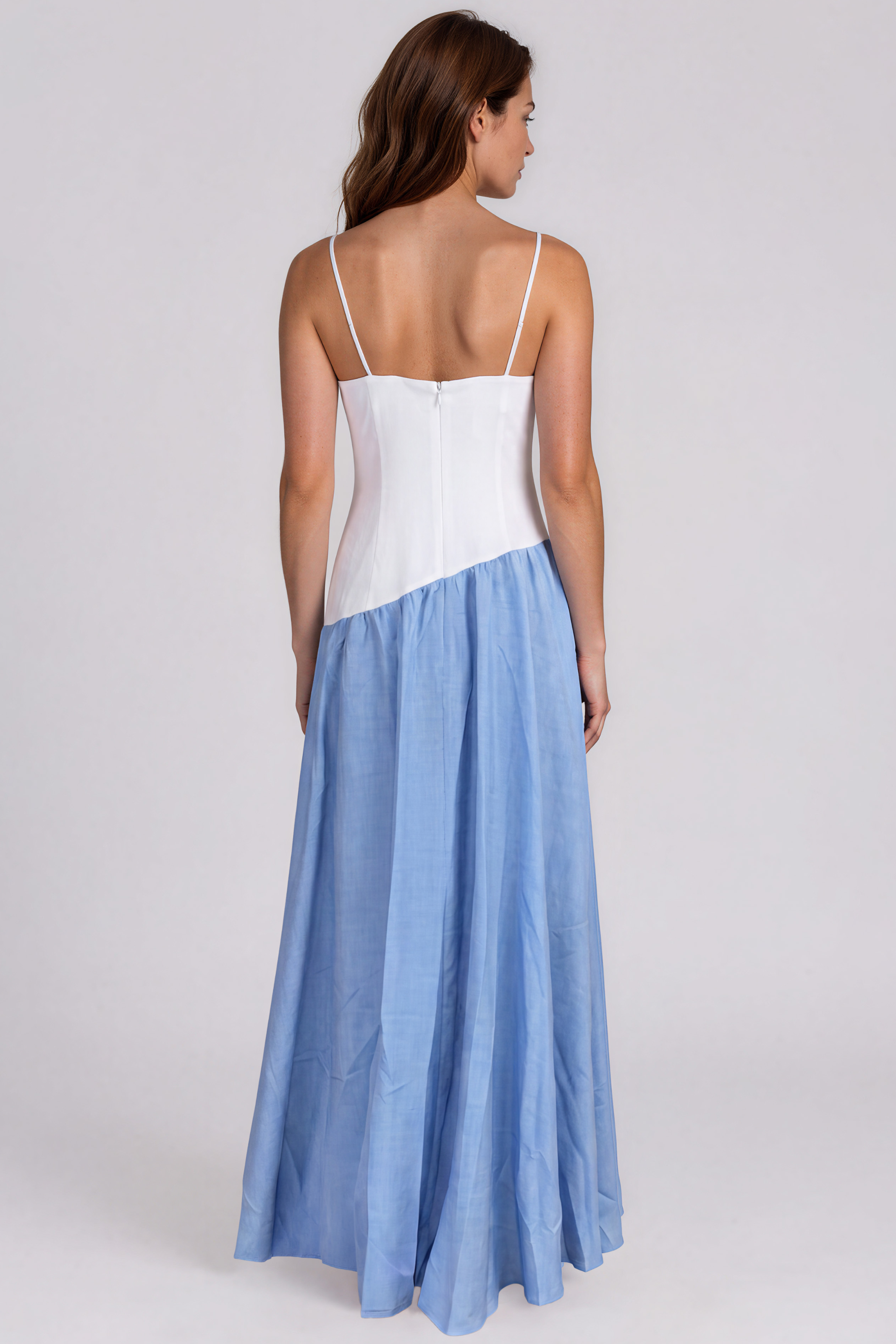 Sweetheart Cotton Linen Colorblock A-Line Gown Gown Rene Ruiz Collection