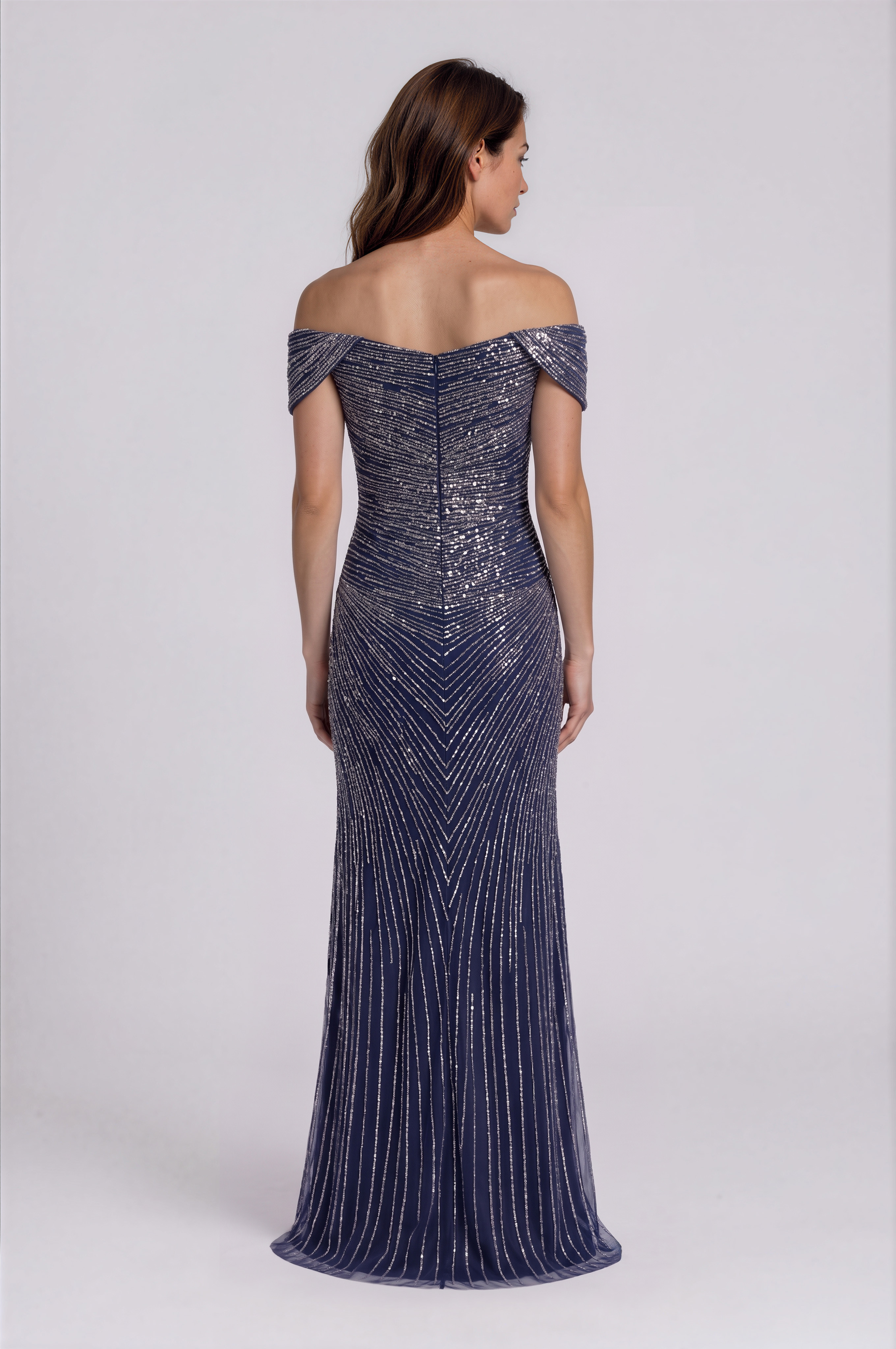 Off the Shoulder Beaded Gown (boca) Gown Rene Ruiz Collection