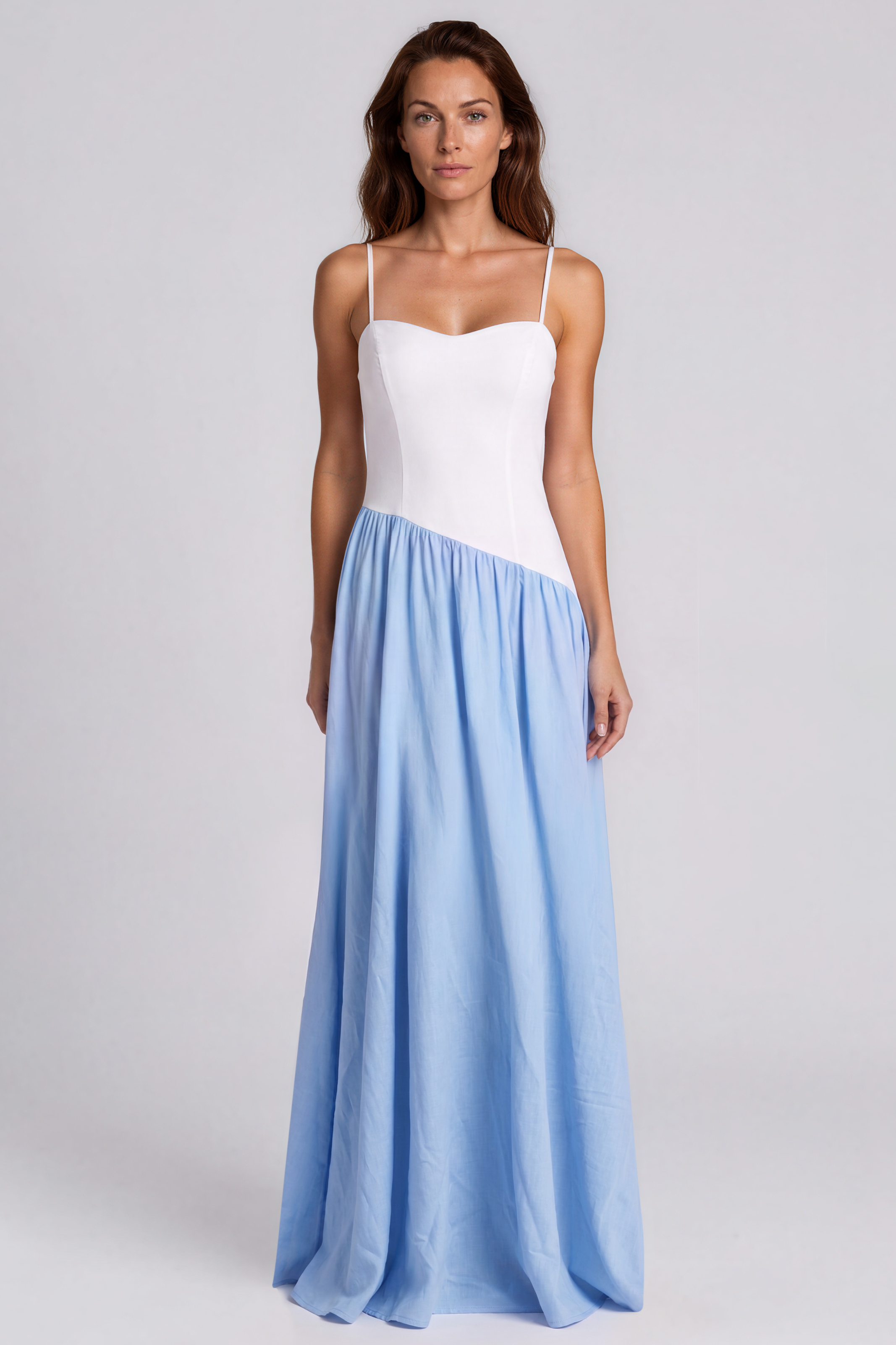 Sweetheart Cotton Linen Colorblock A-Line Gown Gown Rene Ruiz Collection