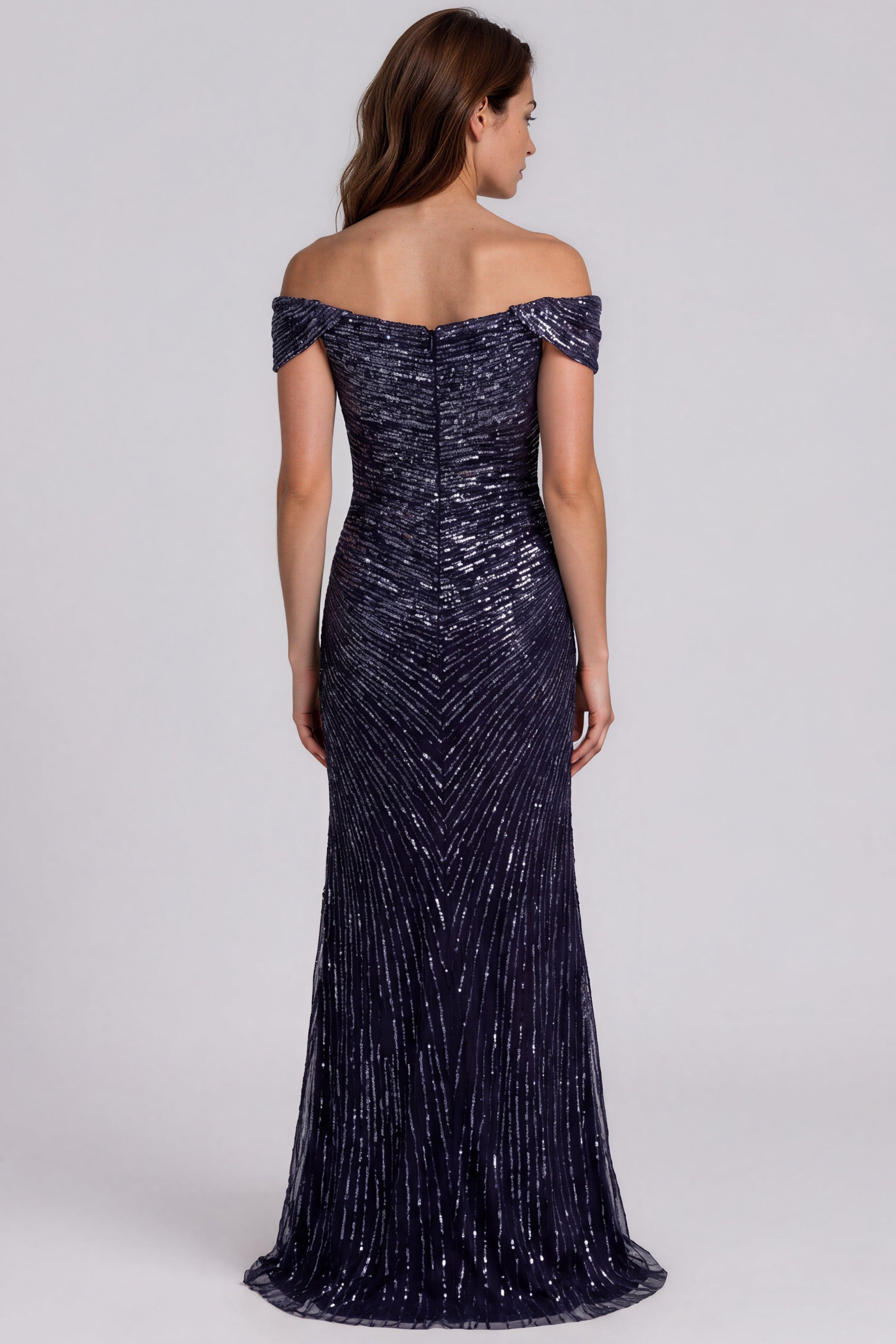 Off the Shoulder Beaded Gown Gown Rene Ruiz Collection