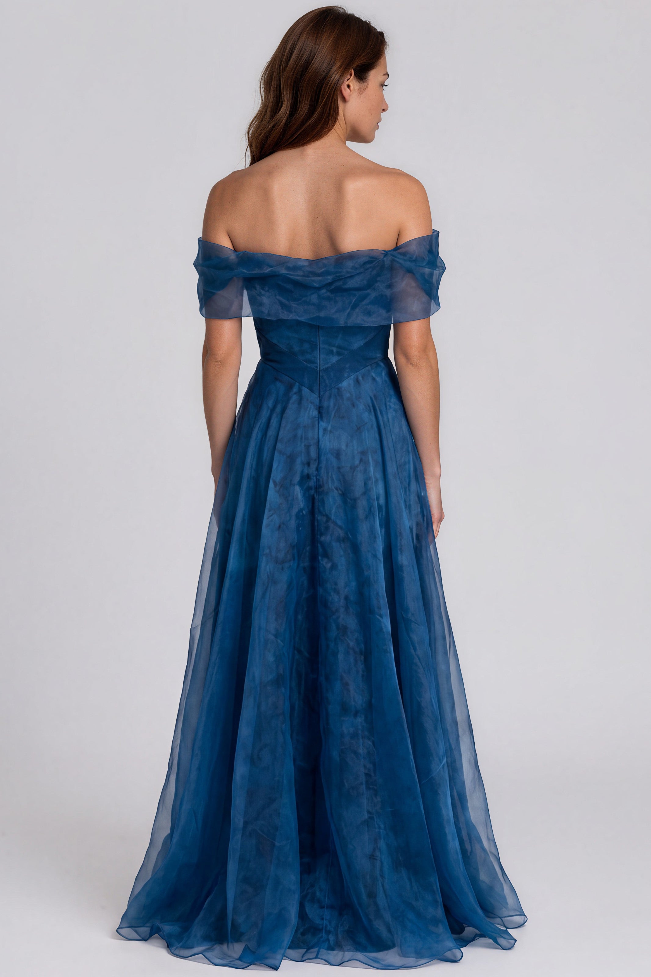 Wrap Sleeve Off The Shoulder Organza Gown Gown Rene Ruiz Collection