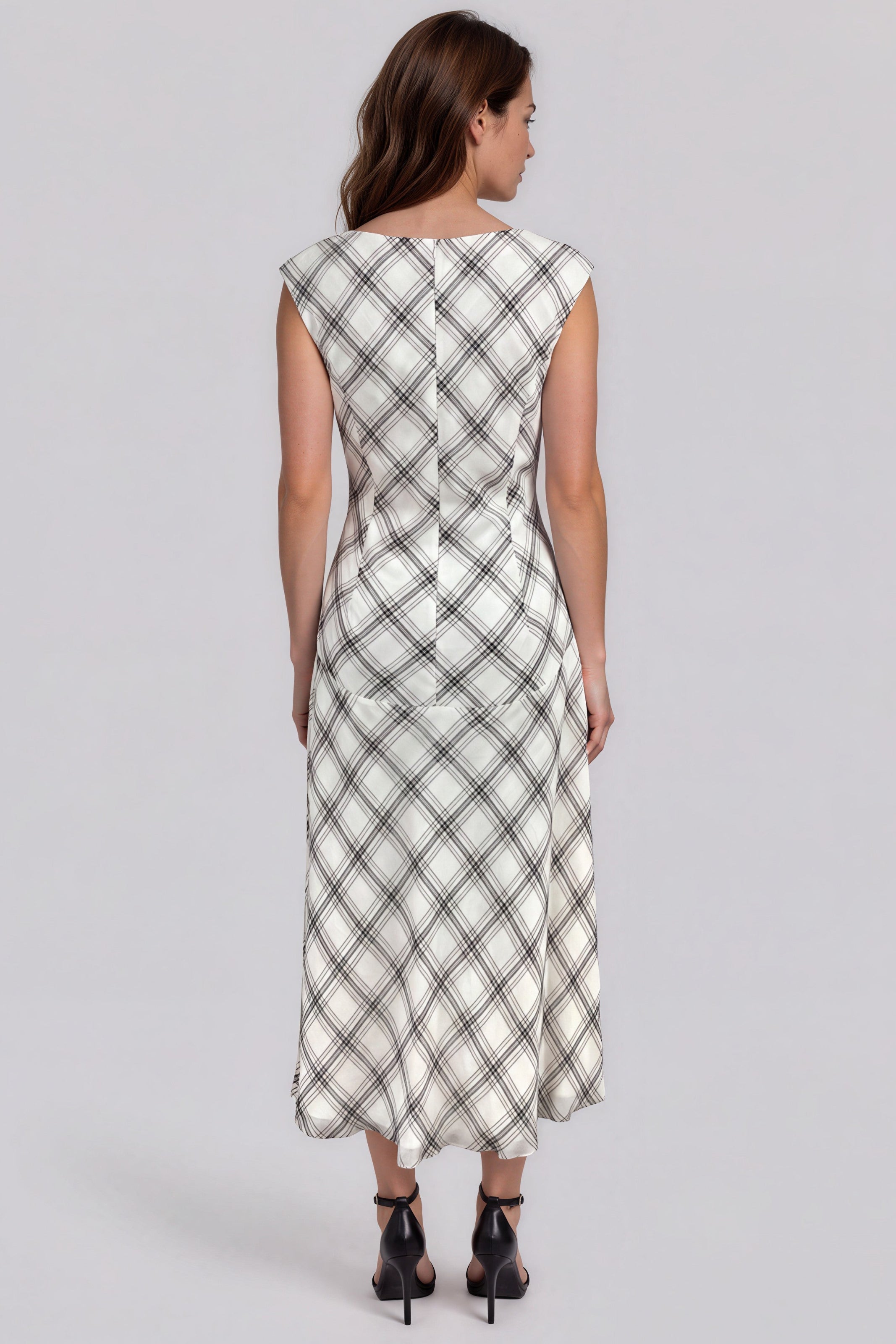 Printed Chiffon Boat Neck Midi Dress Cocktail Rene Ruiz Collection