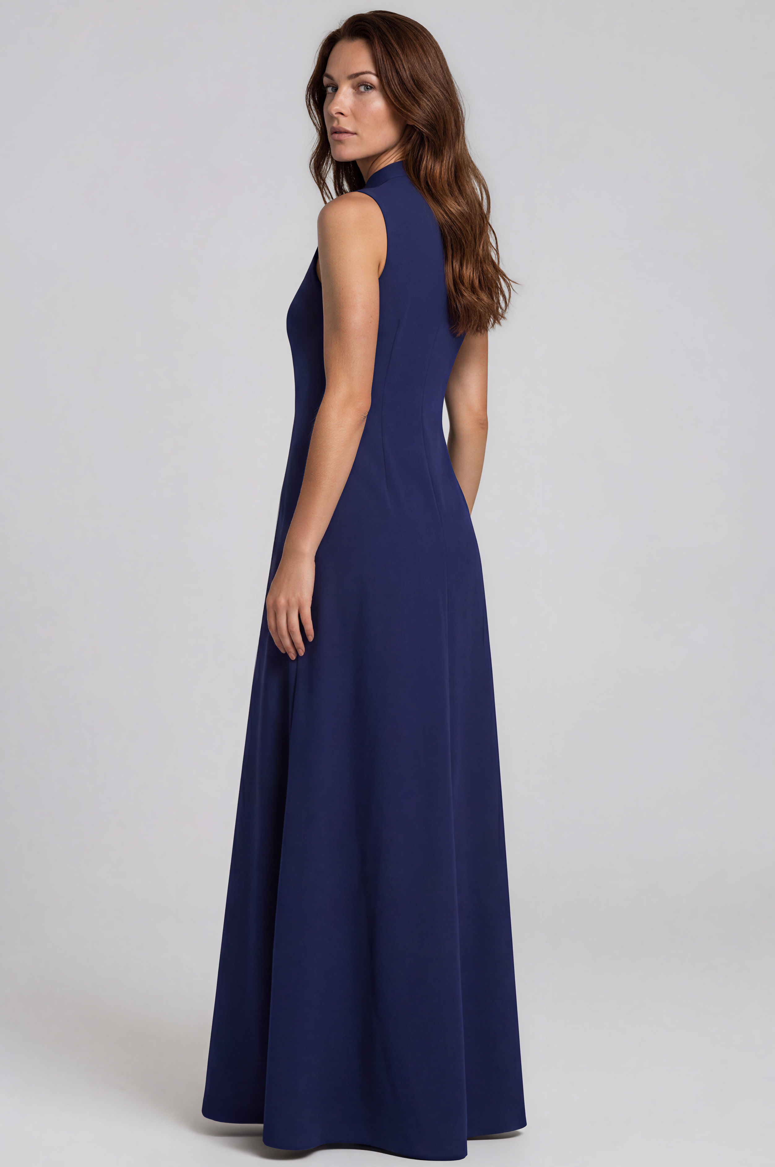 Floral Beaded Column Crepe Gown Gown Rene Ruiz Collection