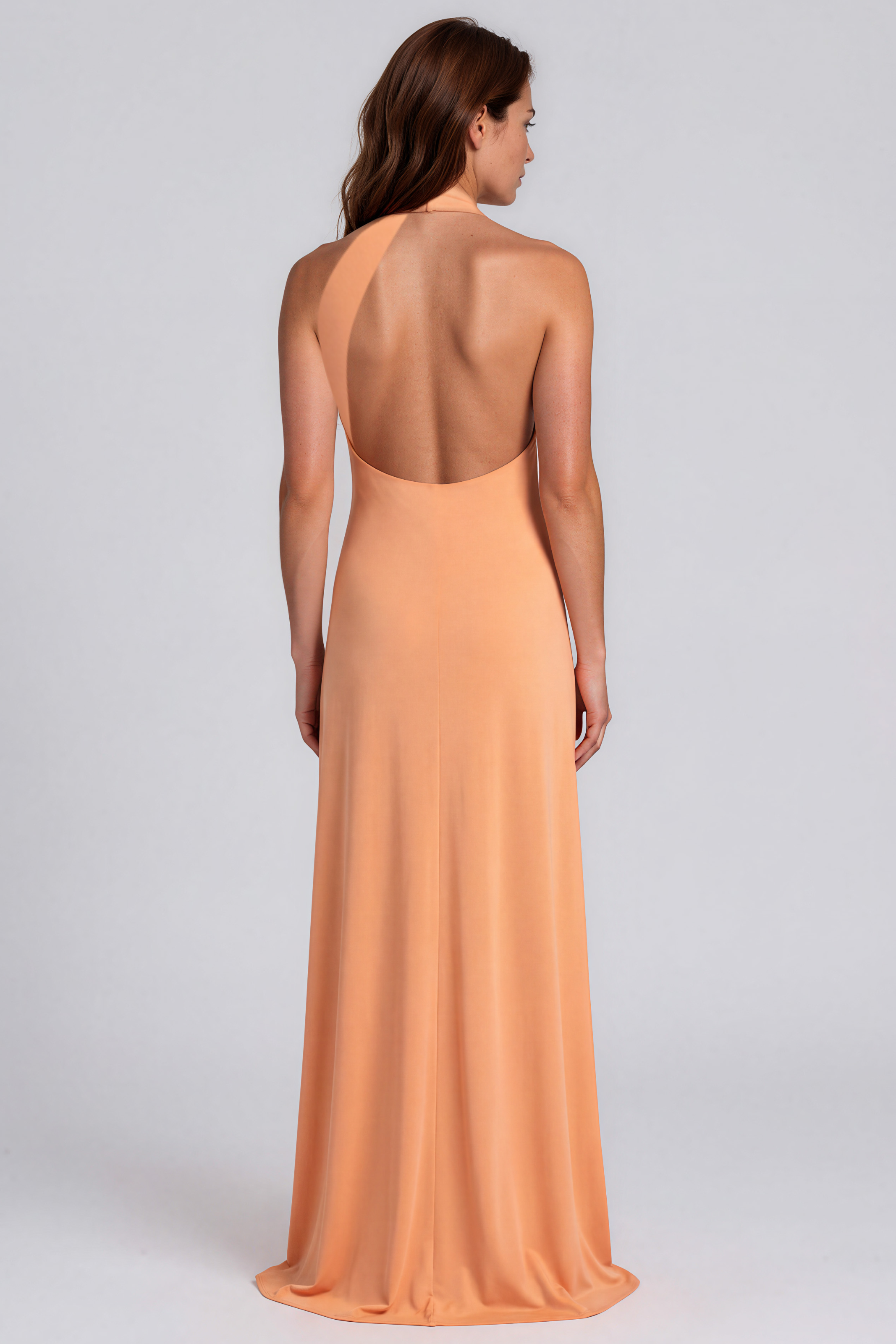 Faille Gathered Halter Column Gown Gown Rene Ruiz Collection