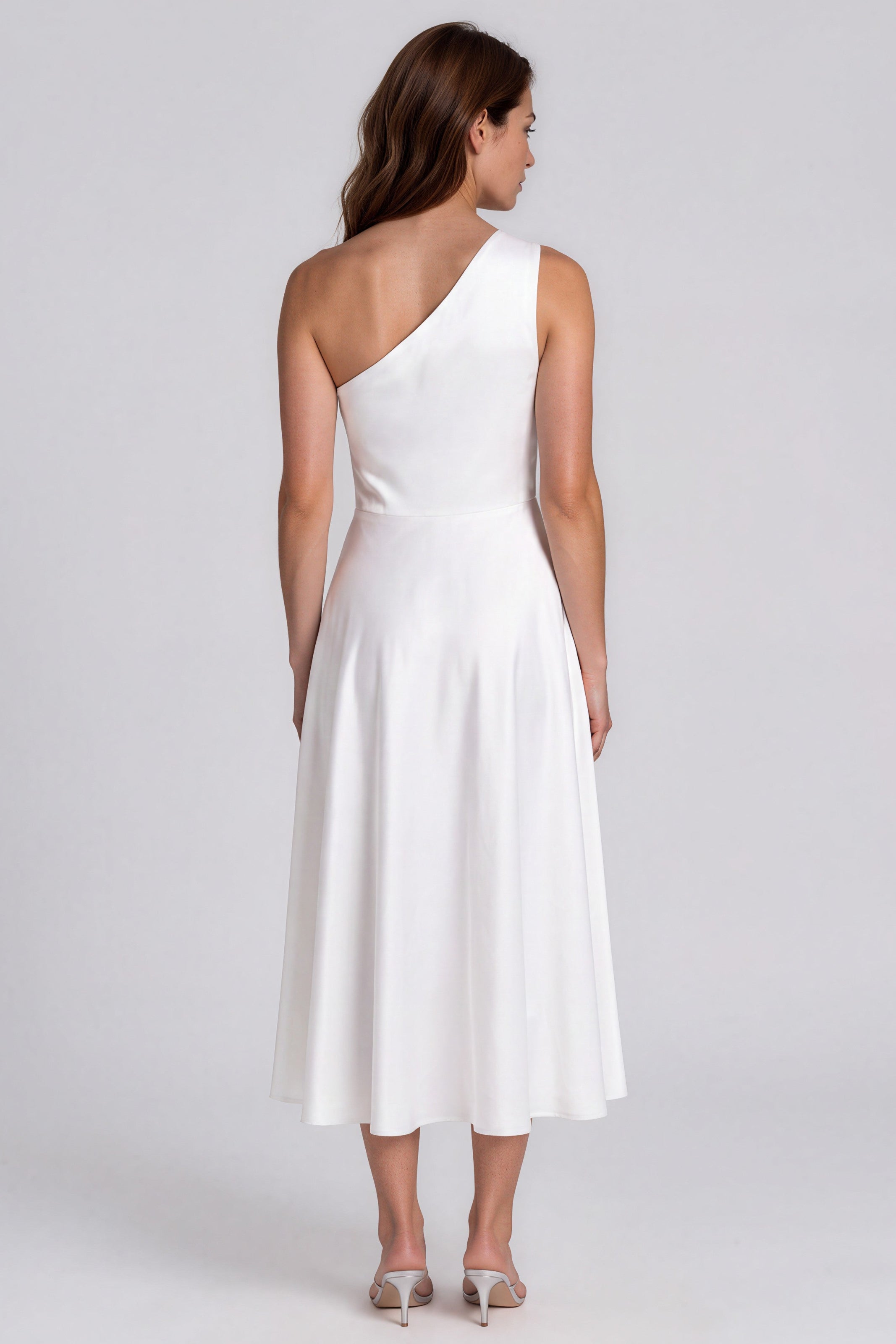Asymmetrical Faille Flare Hem Midi Dress Cocktail Rene Ruiz Collection