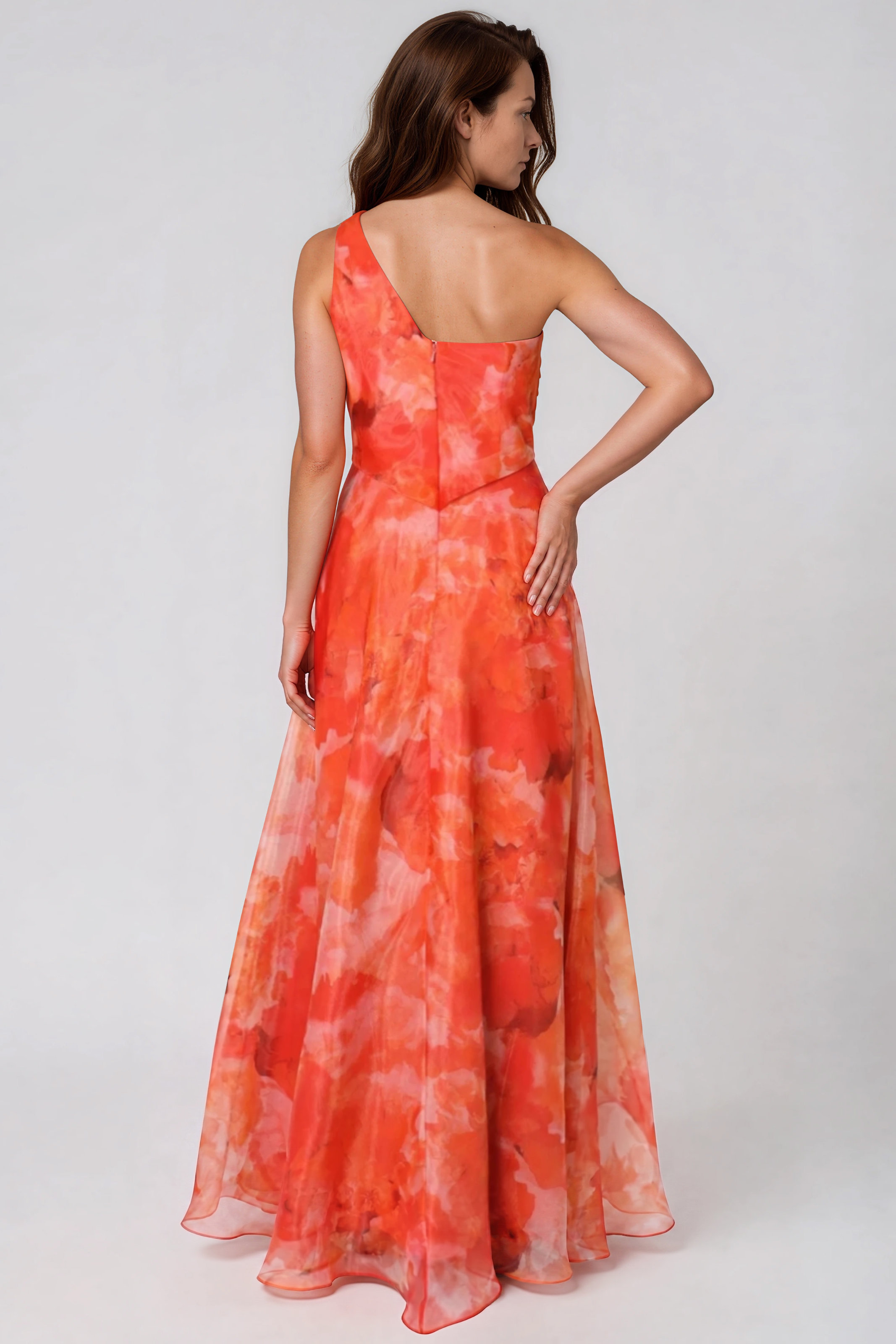 One Shoulder A-line Organza Gown