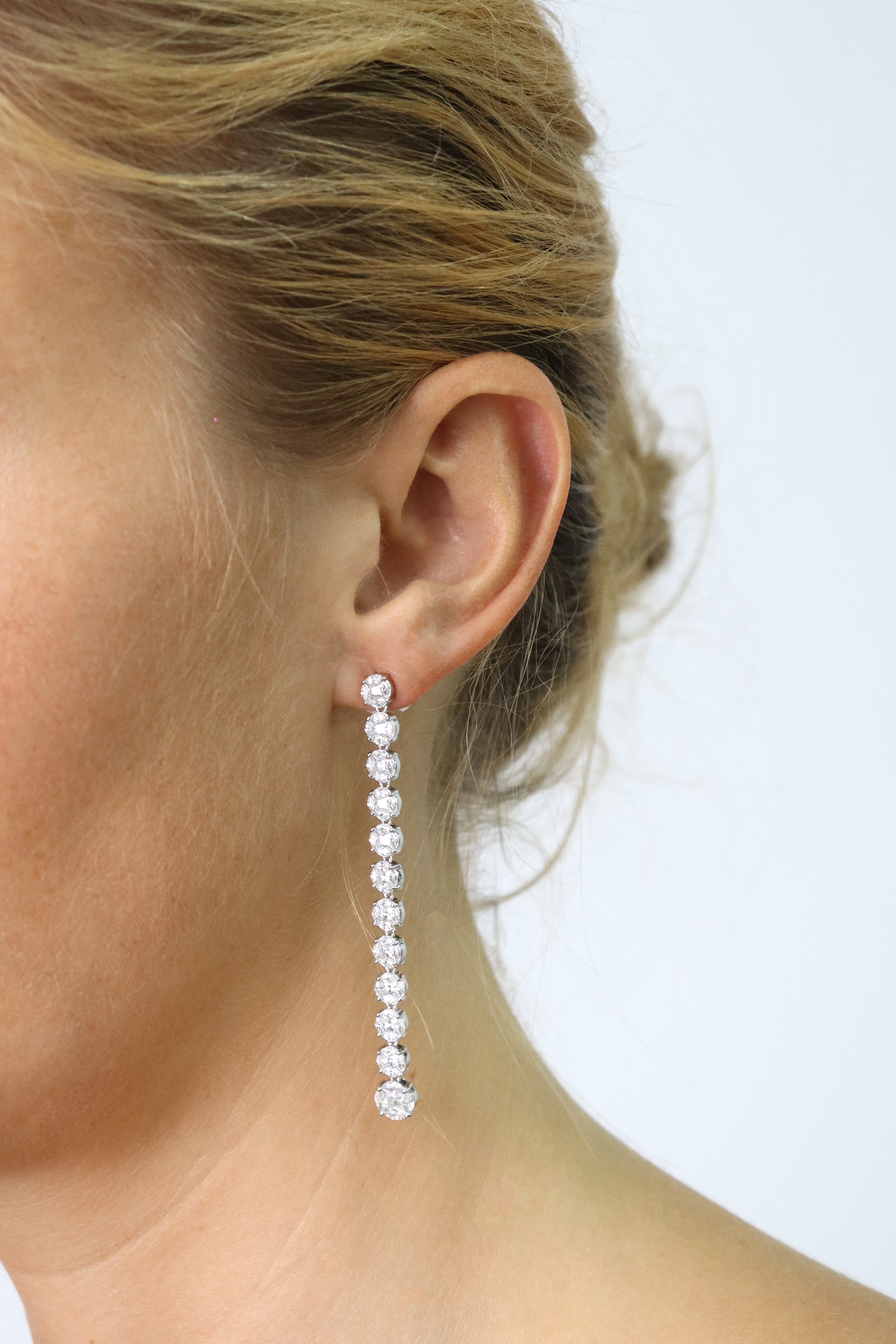 Long Round Drop Earrings  