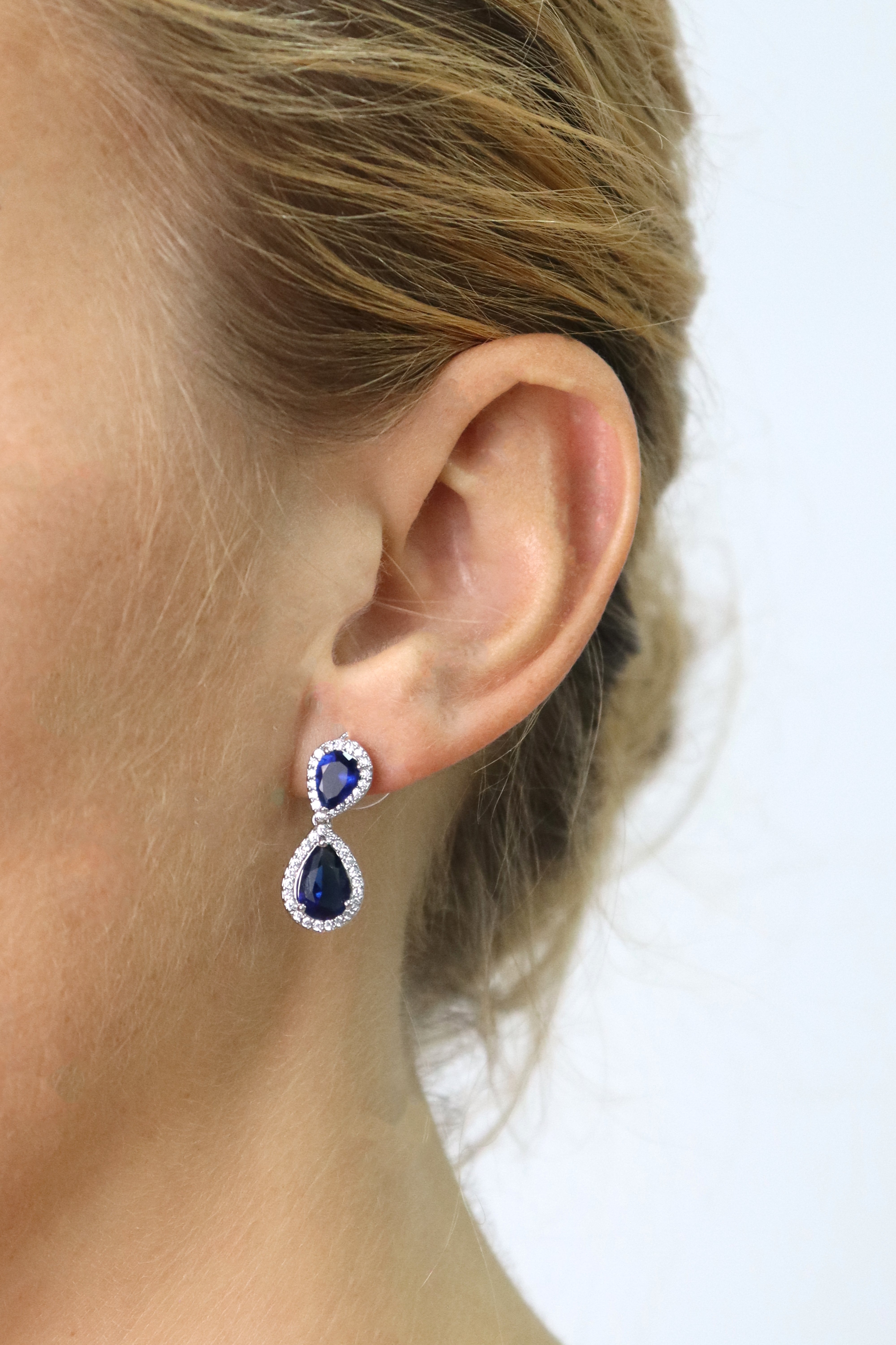 Sapphire Pear Shaped Drop Earrings  