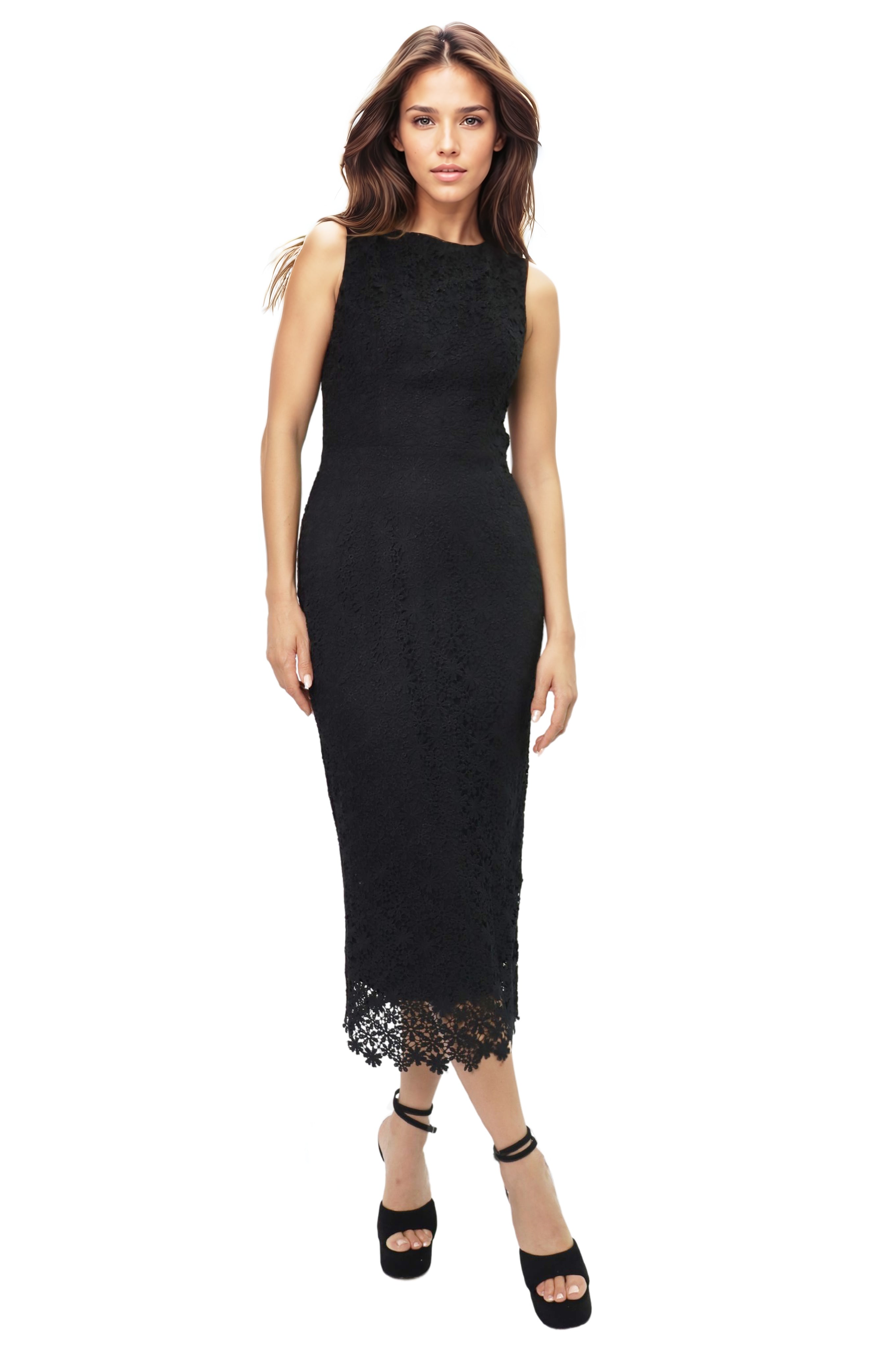 Sleeveless Lace Sheath Cocktail