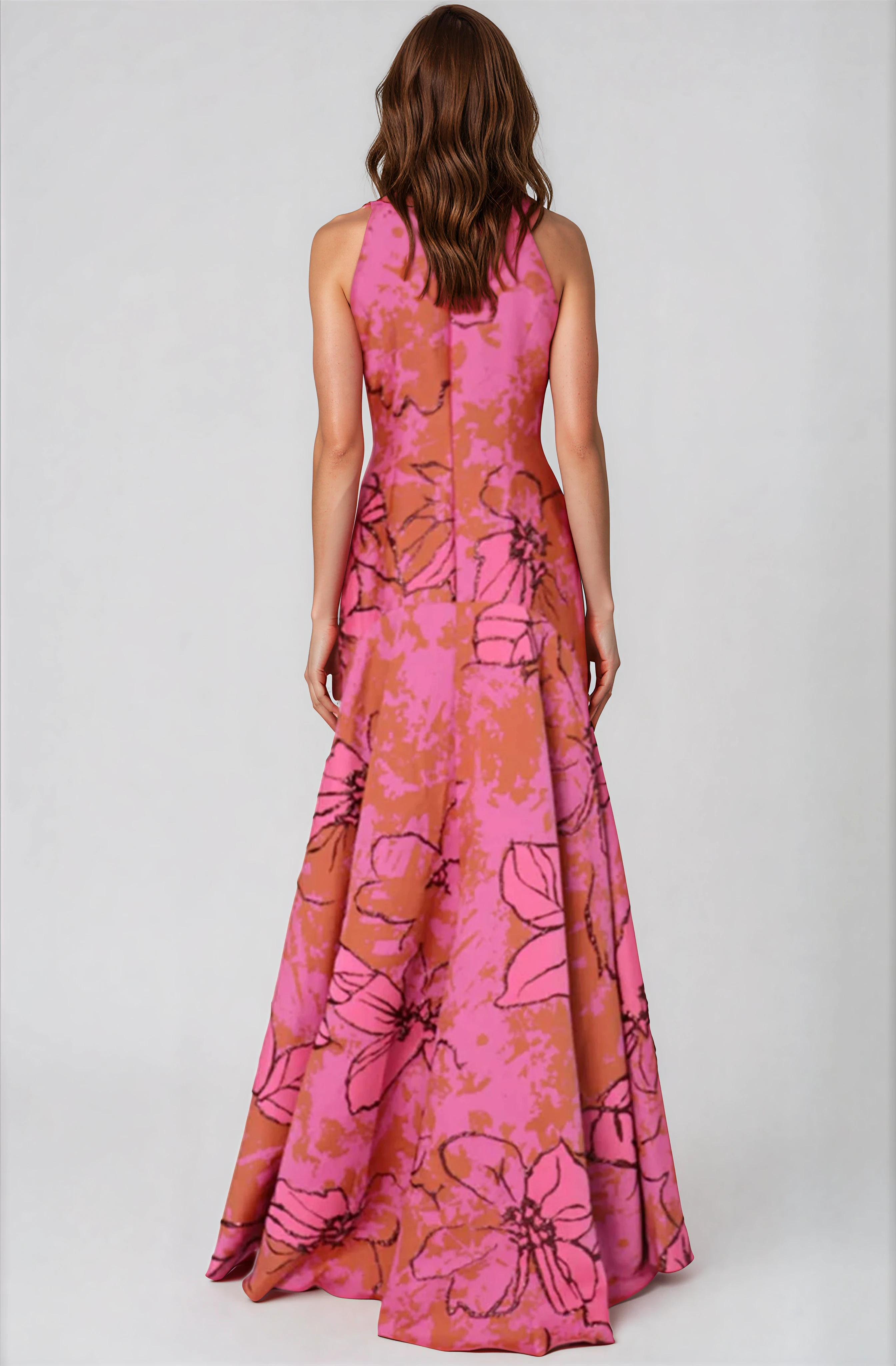 Halter Brocade Fit and Flare Gown Gown Rene Ruiz Collection