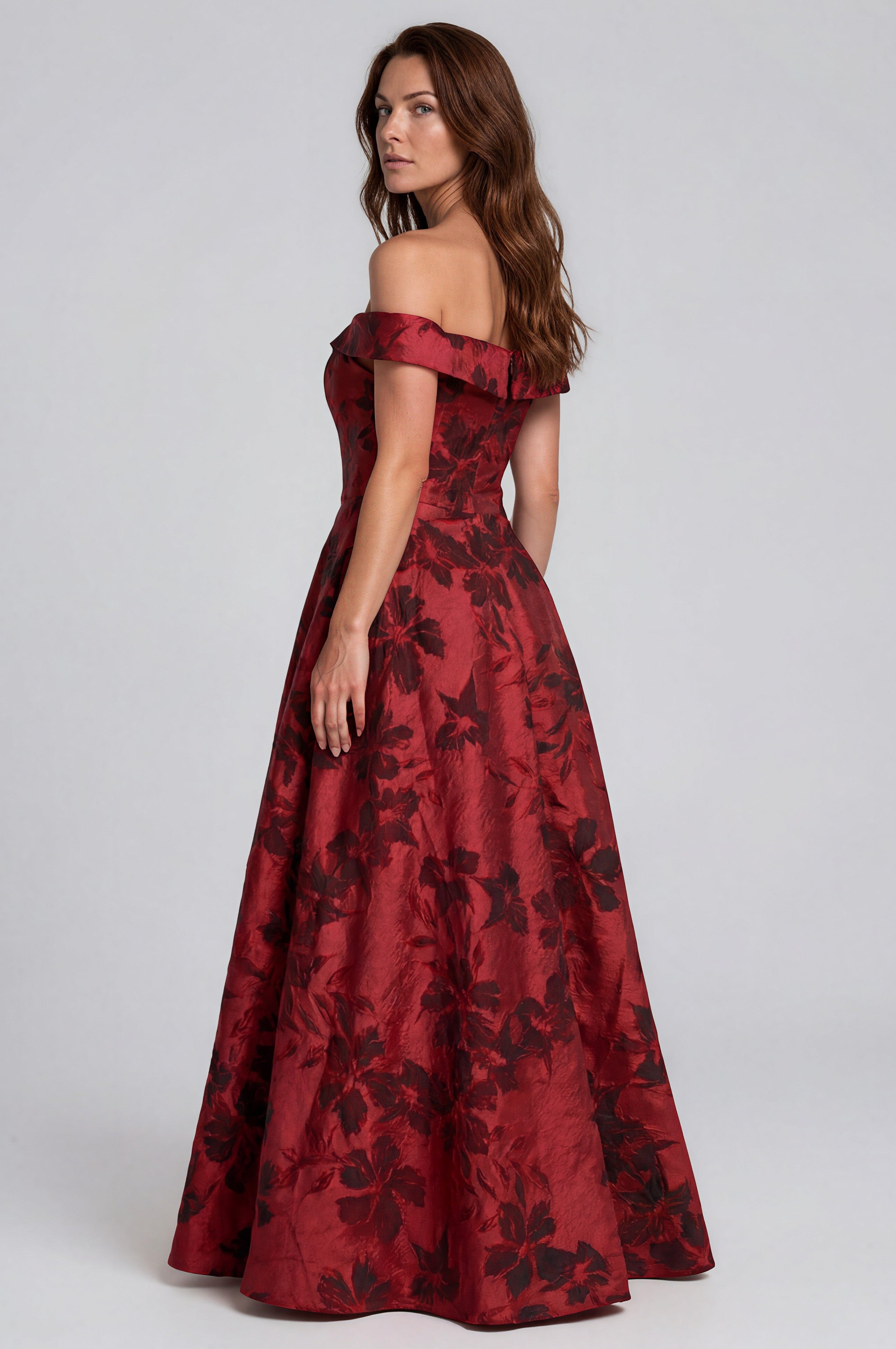Off The Shoulder Sweetheart Floral A-Line Gown