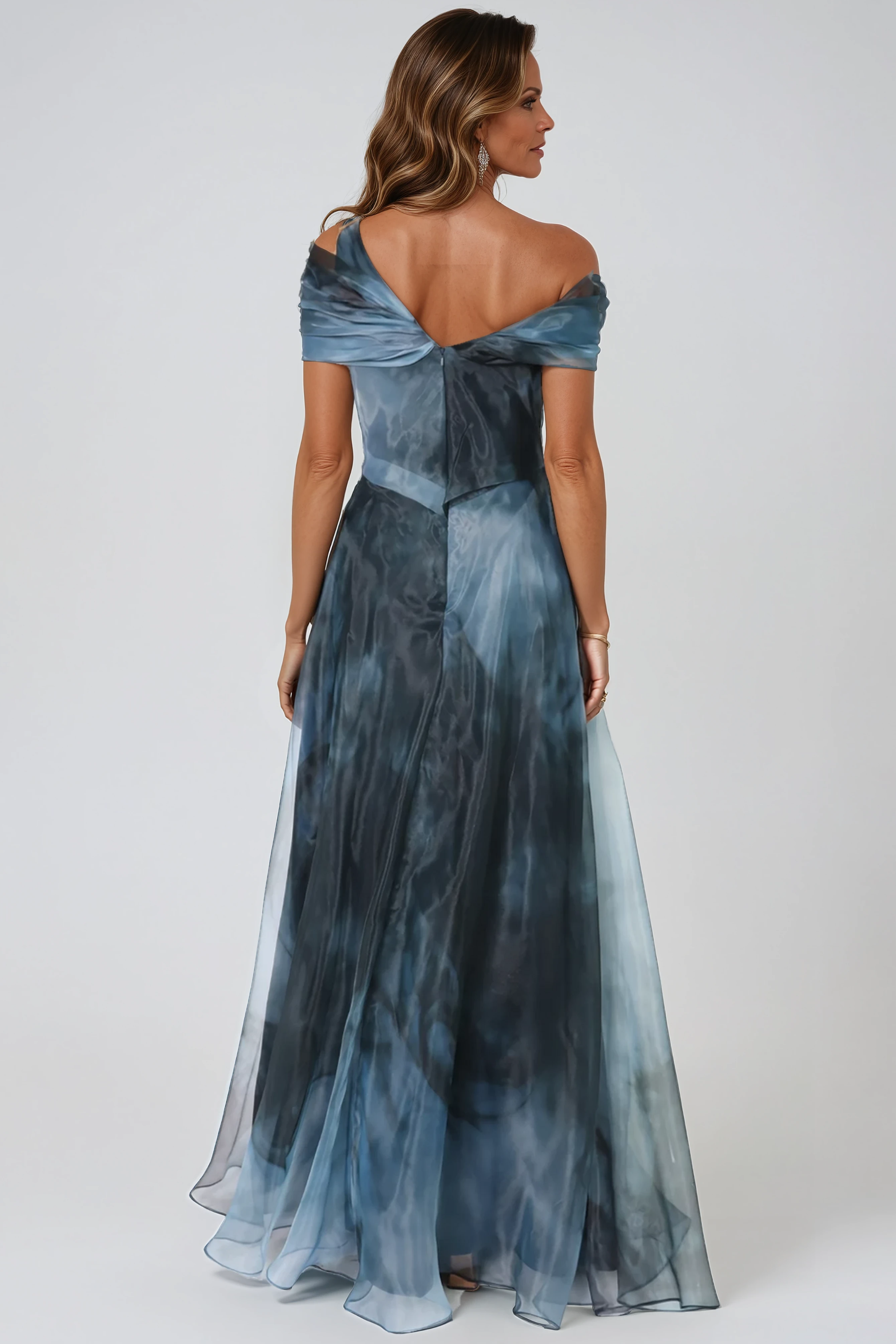 Twisted Off-The-Shoulder Organza Gown Gown Rene Ruiz Collection