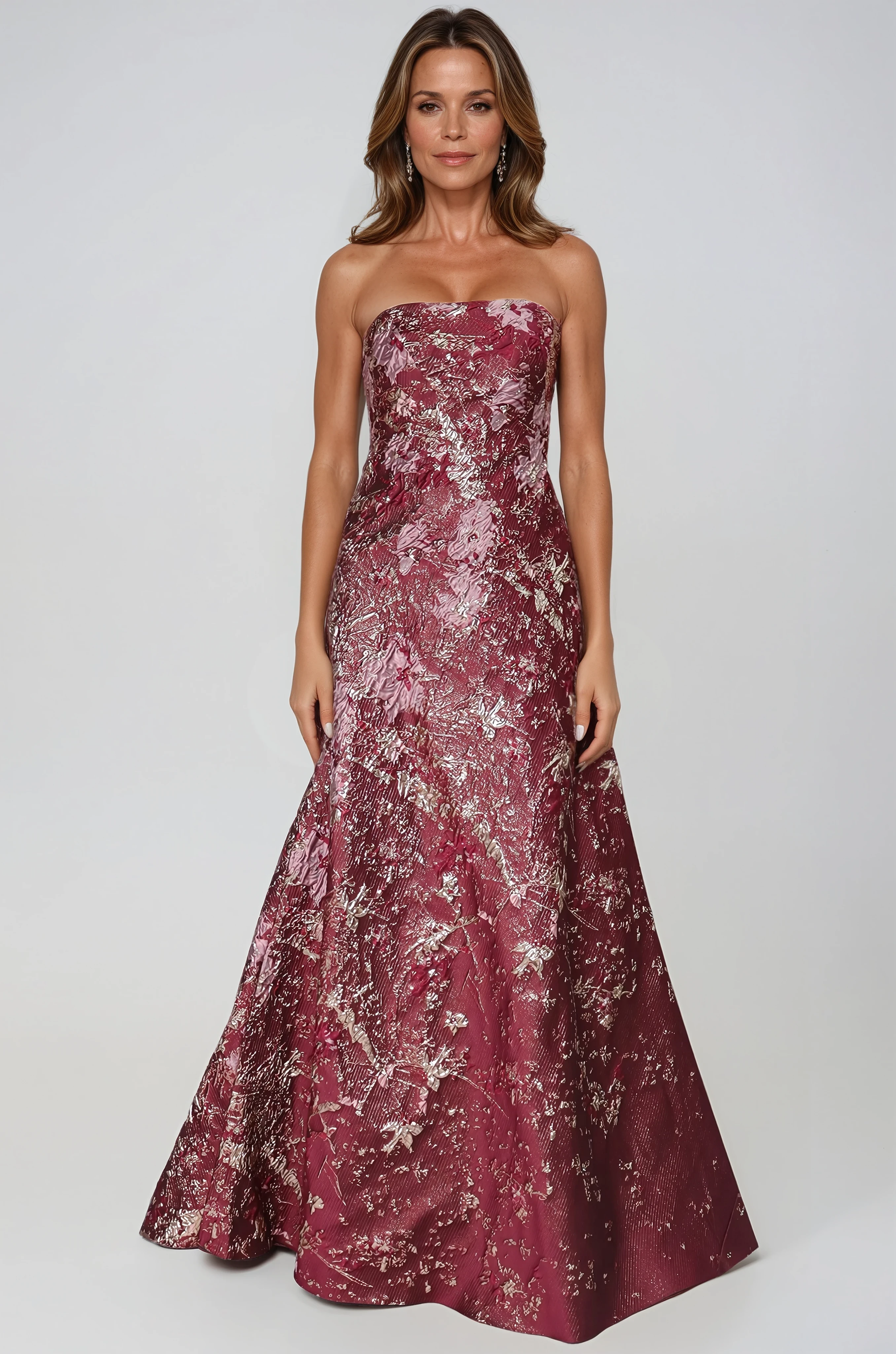 Strapless Mermaid Brocade Gown Gown Rene Ruiz Collection