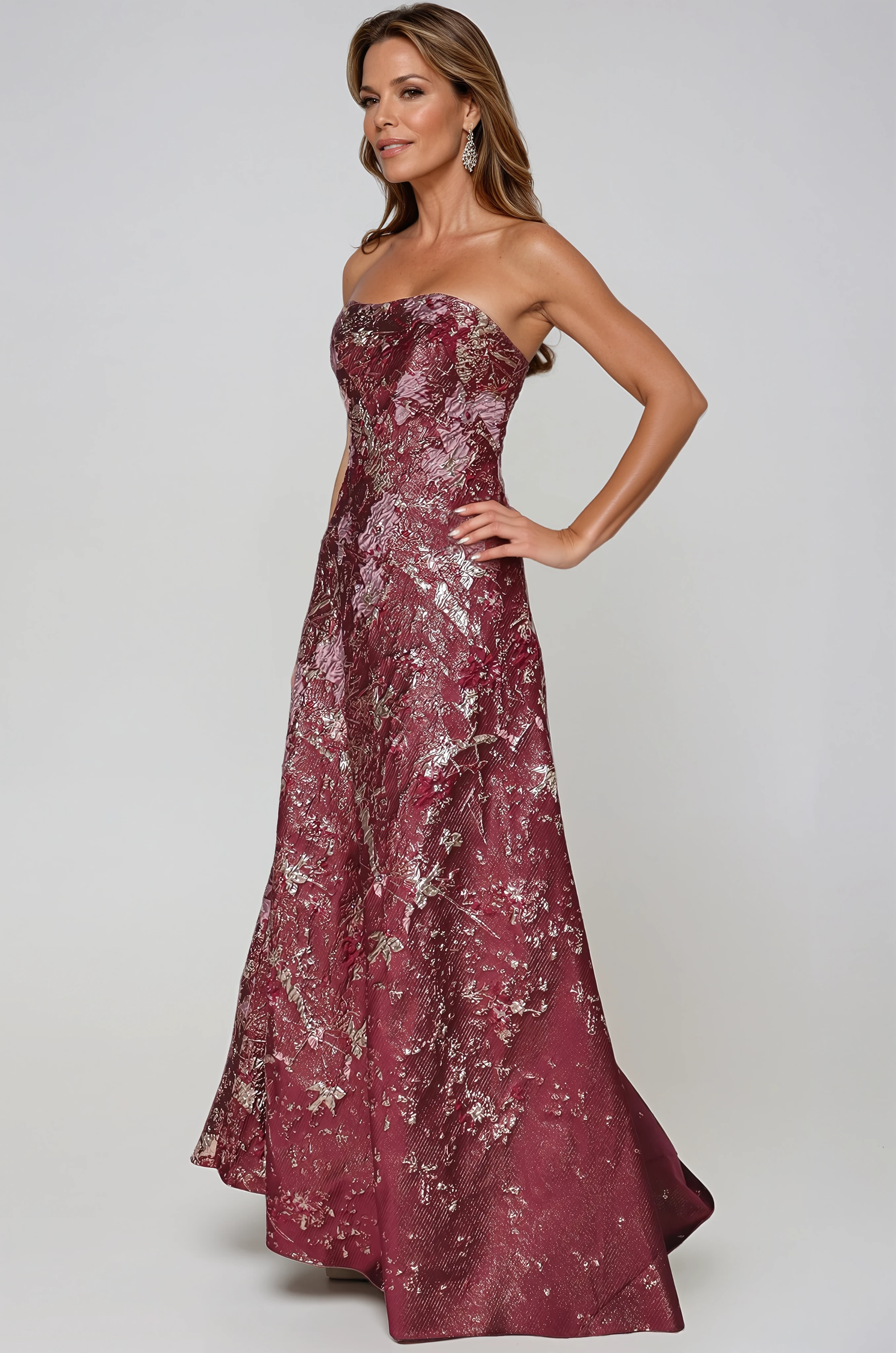 Strapless Mermaid Brocade Gown Gown Rene Ruiz Collection