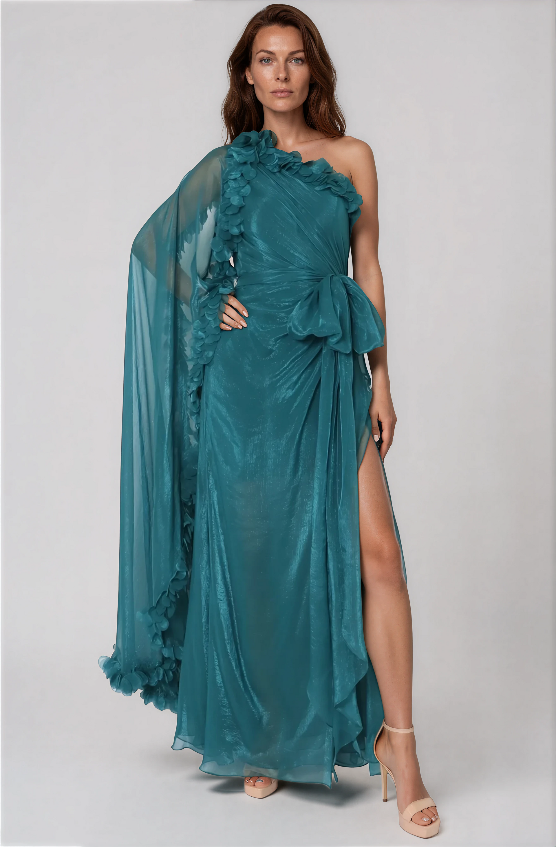 slim fit dress slacks Chiffon One Shoulder Off The Shoulder Bridesmaid Dress main image 1