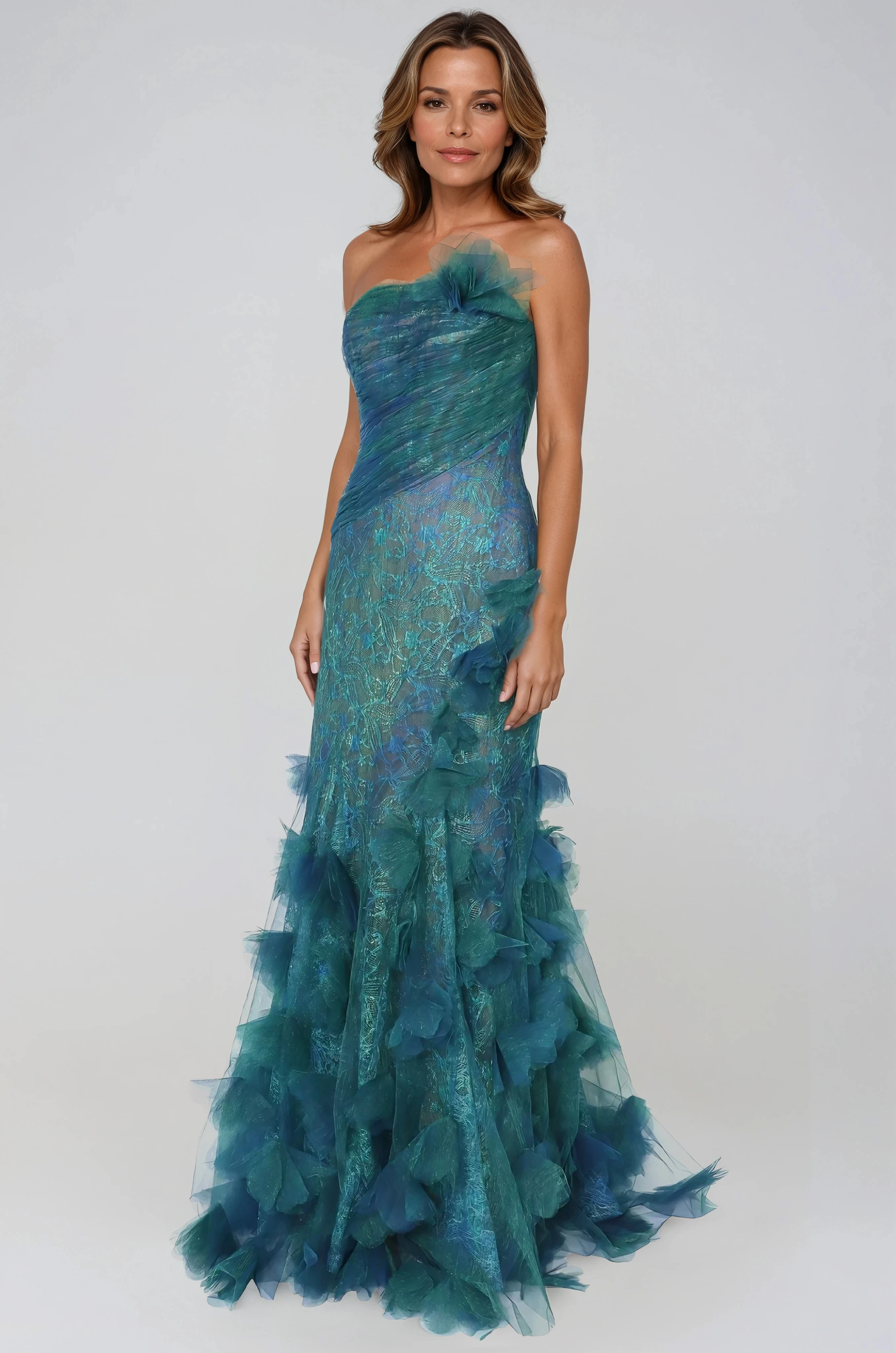 Strapless Tulle & Lace Mermaid Gown Gown Rene Ruiz Collection