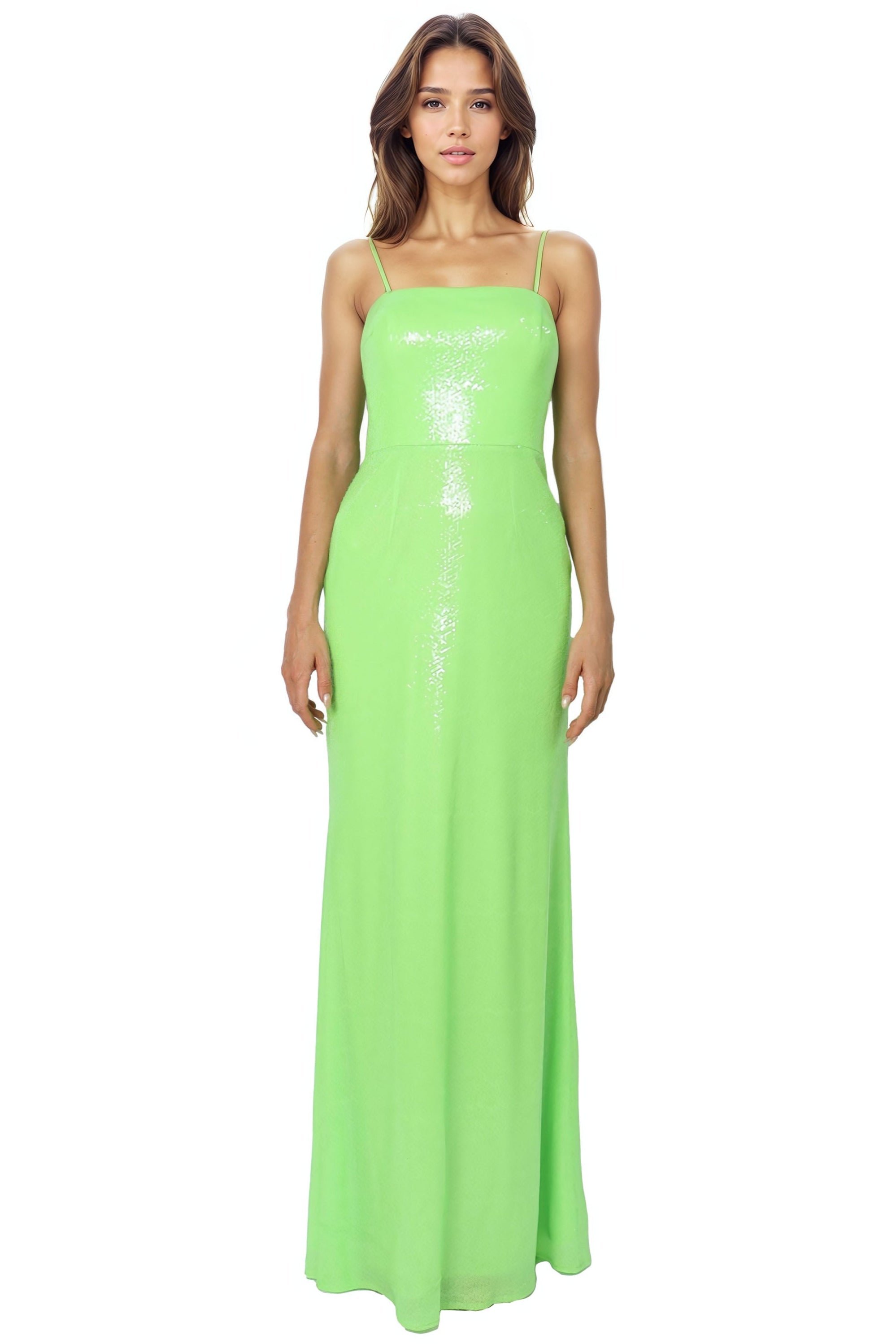 Spaghetti Strap Fit and Flare Sequin Midi Green 