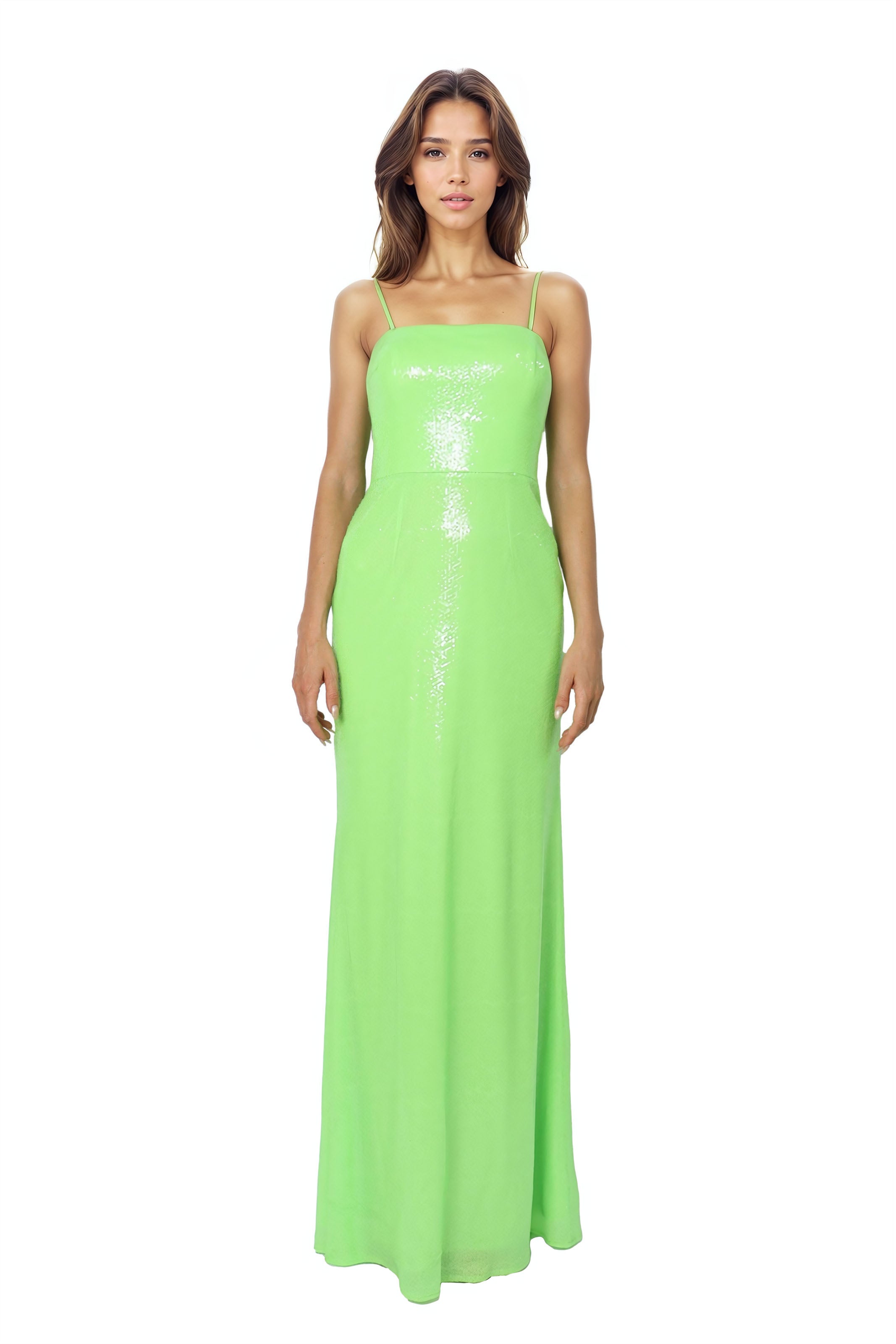 Spaghetti Strap Fit and Flare Sequin Midi Green 