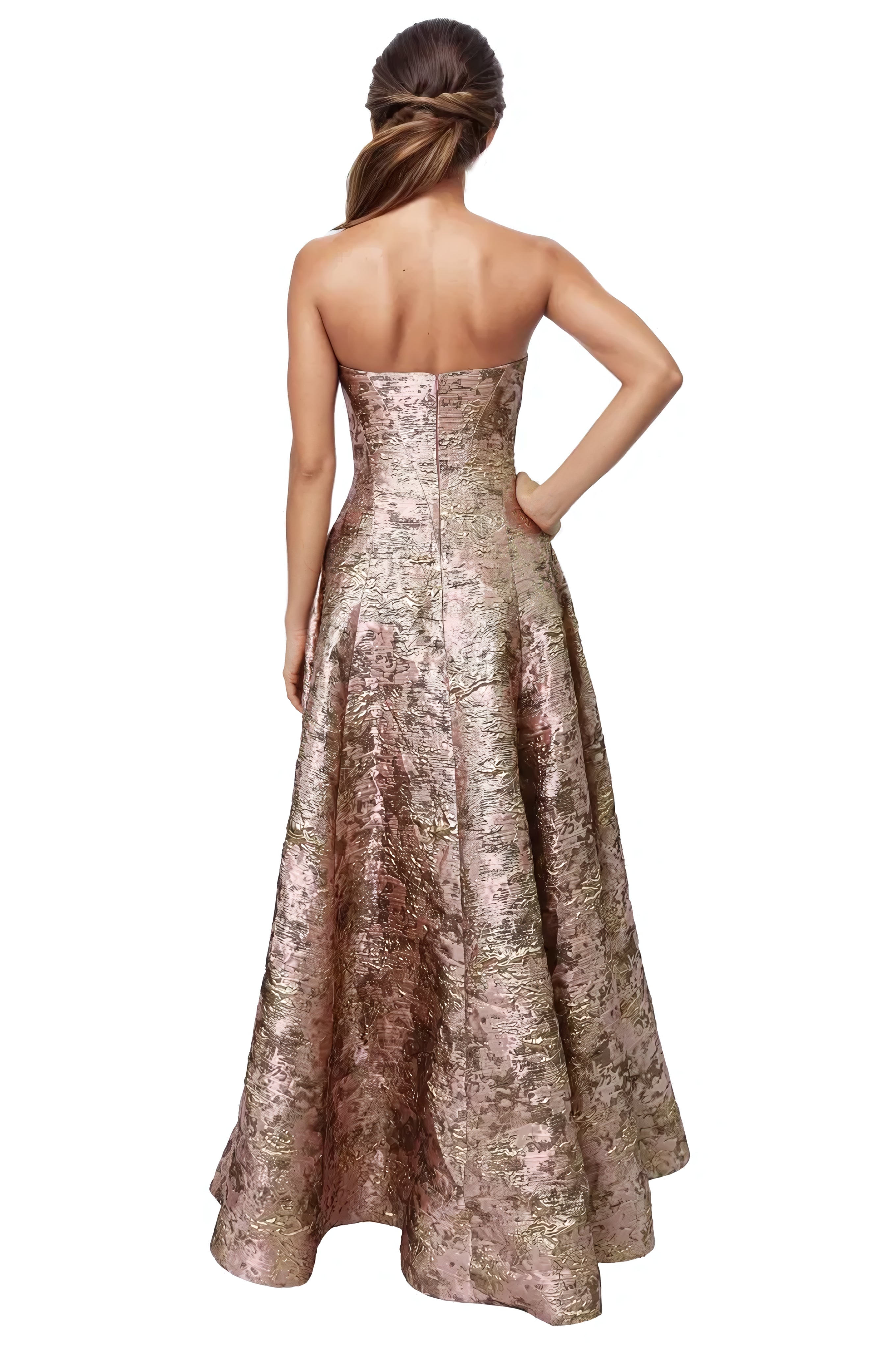 Sweetheart A-Line Brocade Gown With Slit  