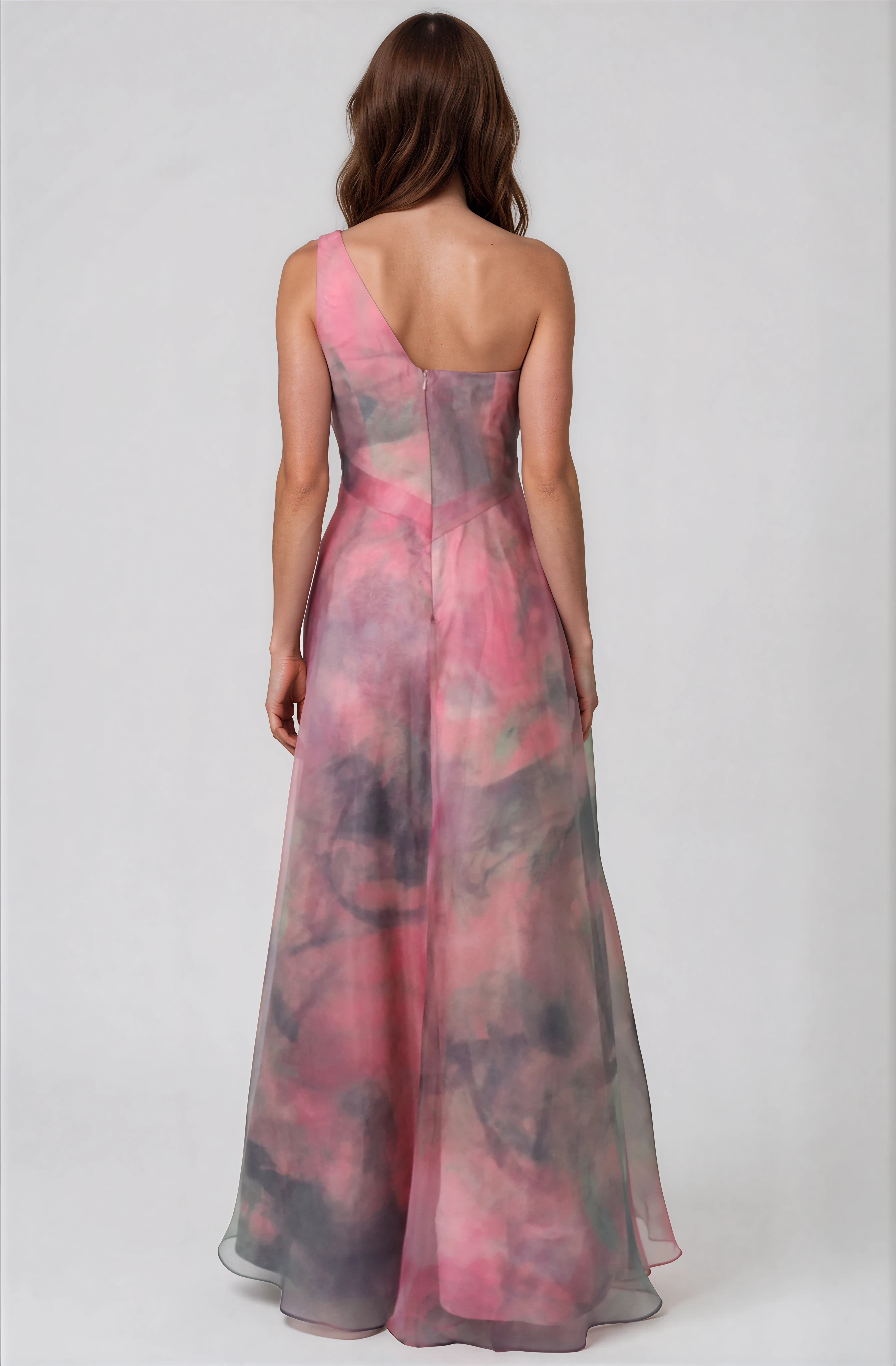 One Shoulder A-line Organza Gown