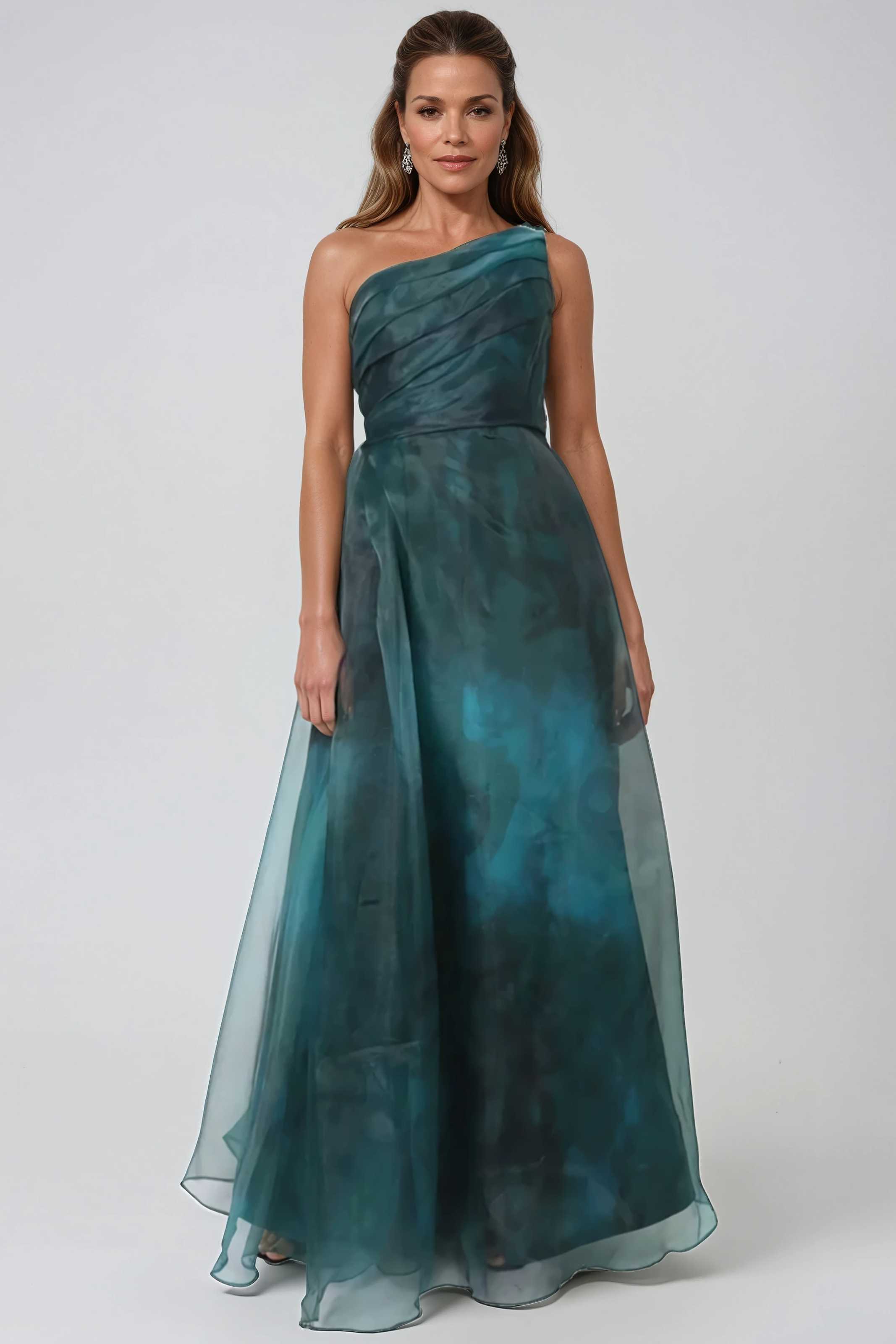 One Shoulder A-line Organza Gown Gown Rene Ruiz Collection