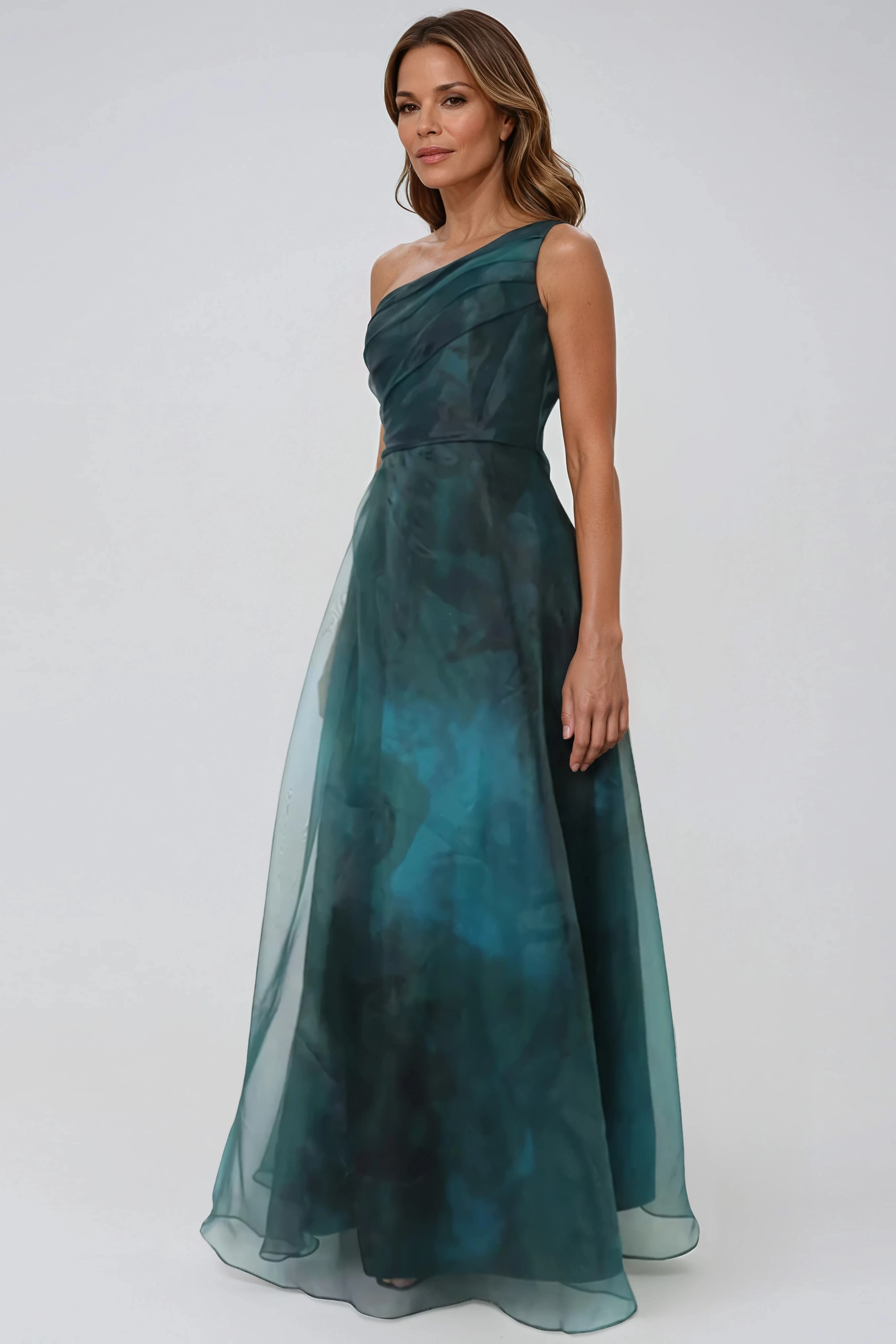 One Shoulder A-line Organza Gown Gown Rene Ruiz Collection