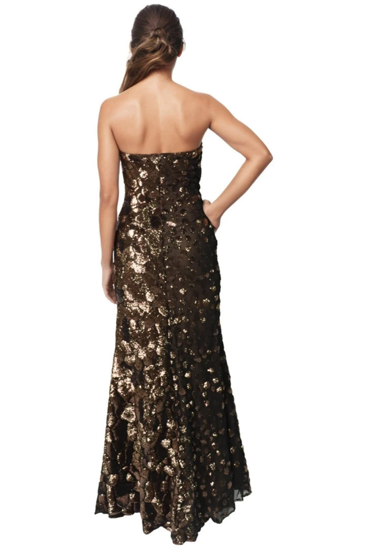 Strapless Sequin Fit And Flare Gown  