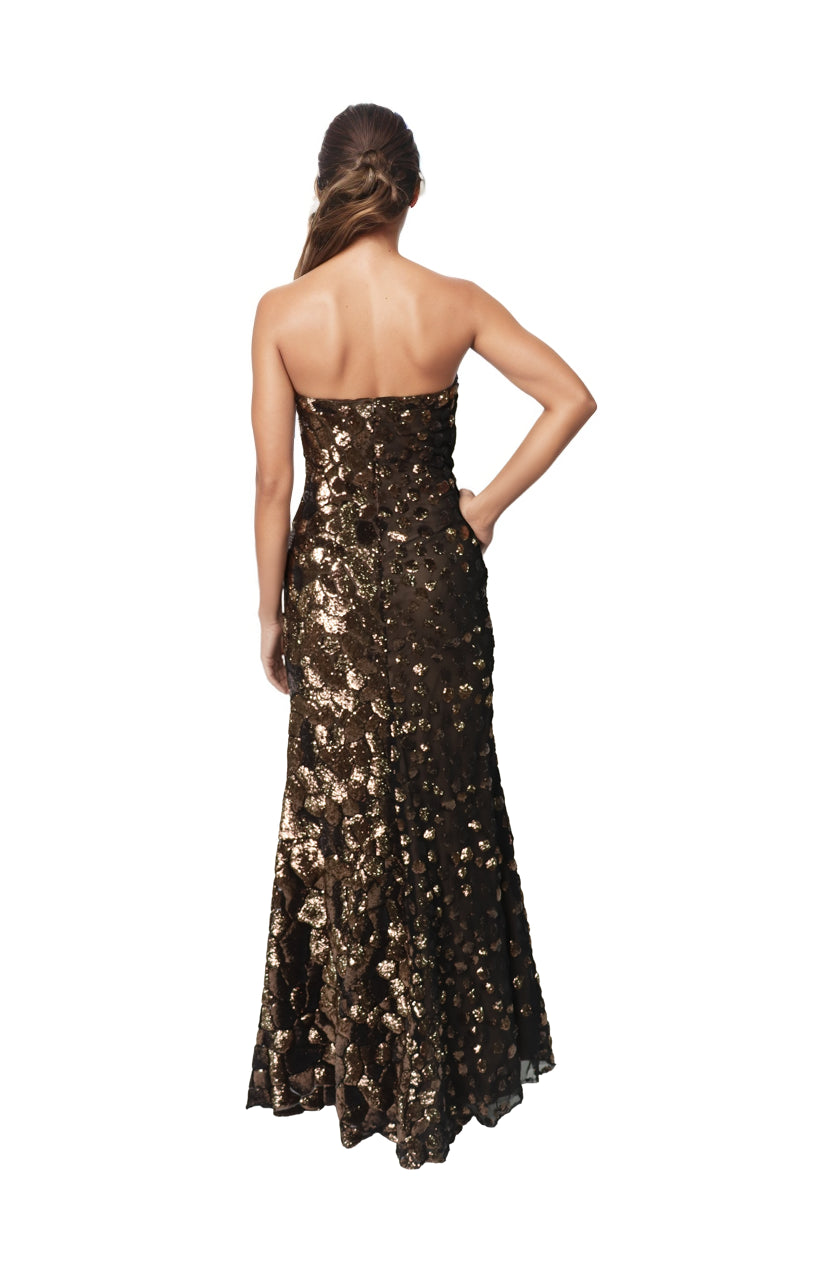 Strapless Sequin Fit And Flare Gown  