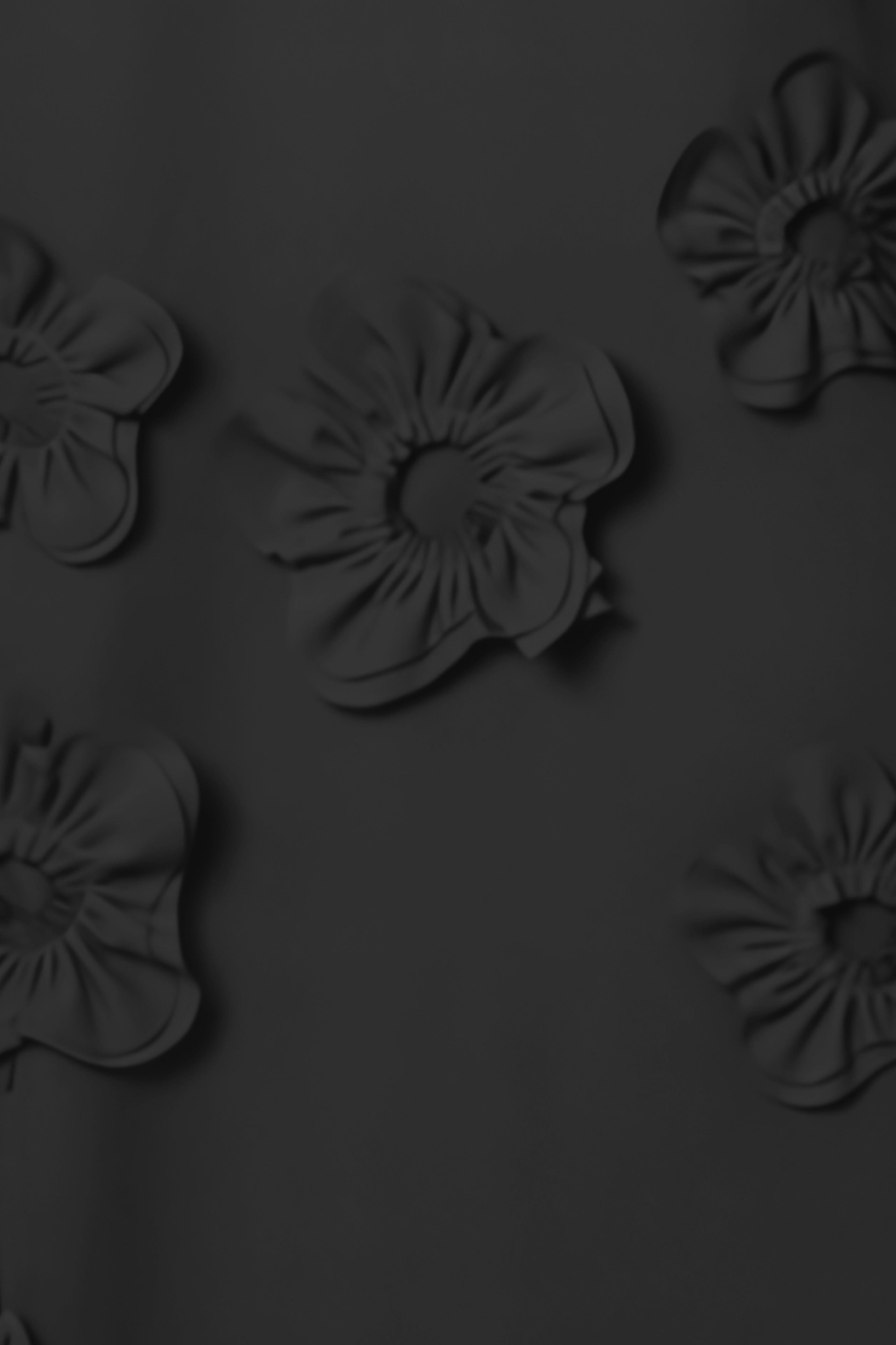 Strapless Floral Appliqué A-Line Crepe Gown Gown Rene Ruiz Collection