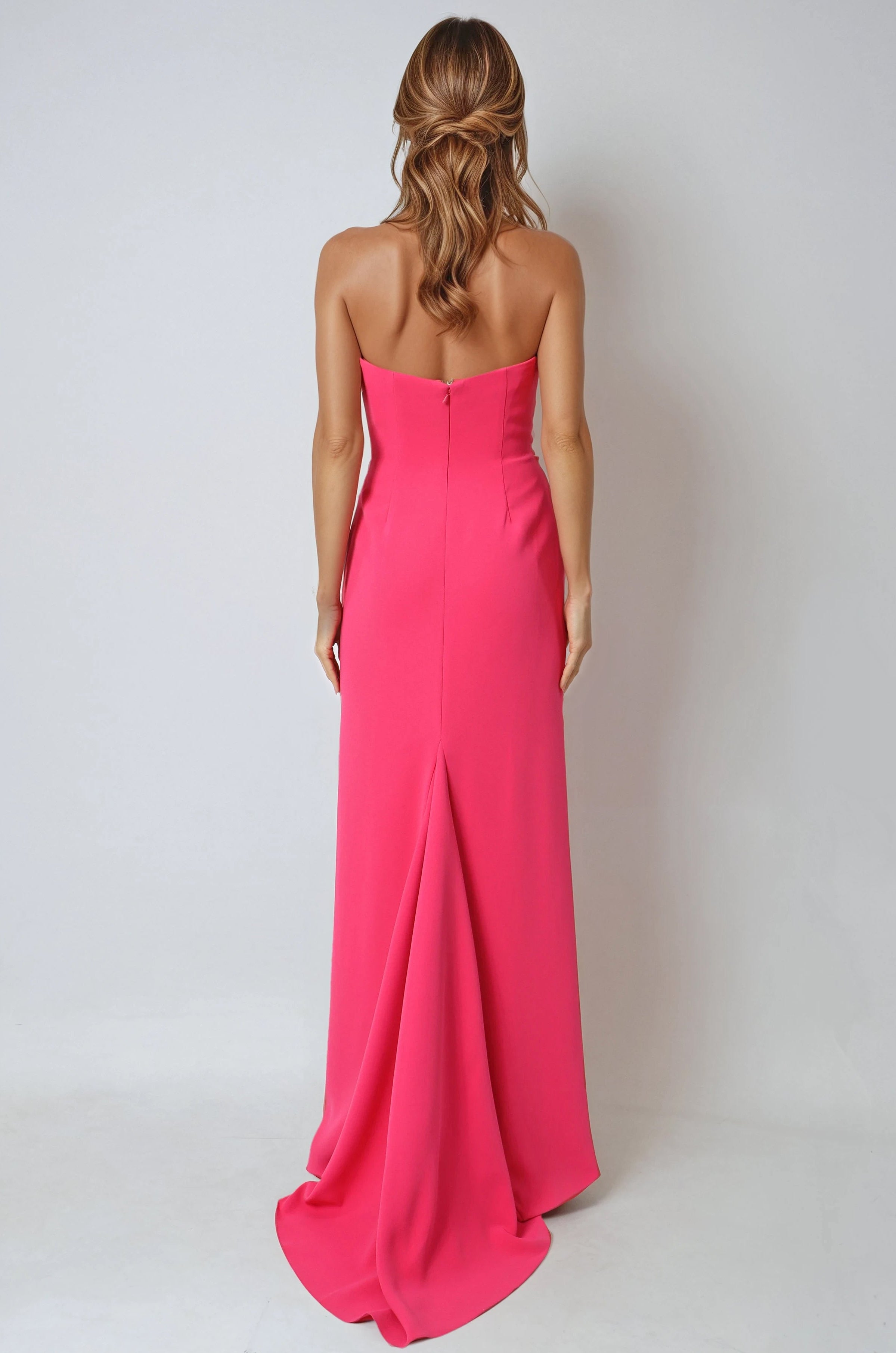 Strapless Floral Sequin Crepe Column Gown Gown Rene Ruiz Collection