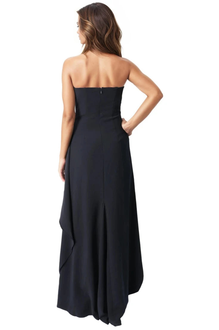 Hand Draped Strapless Crepe Gown  