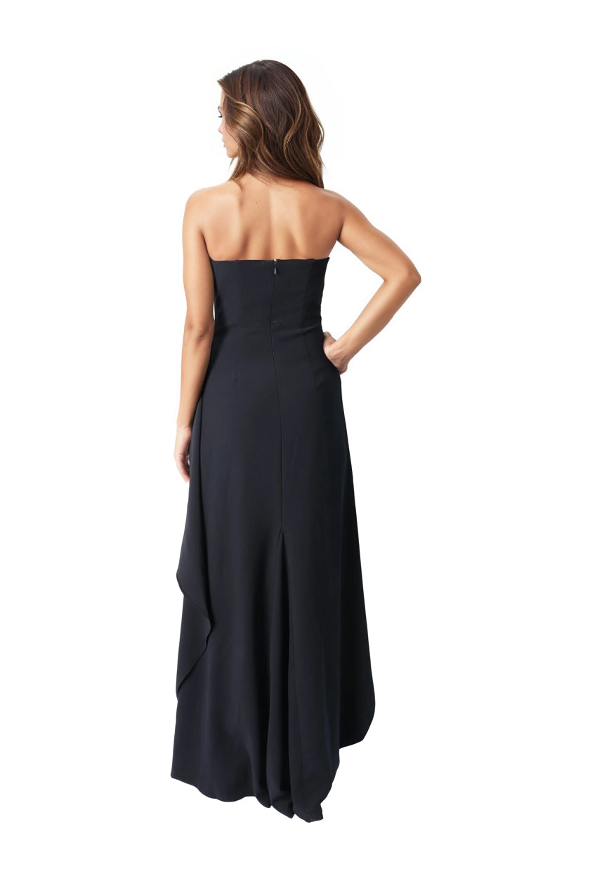 Hand Draped Strapless Crepe Gown  