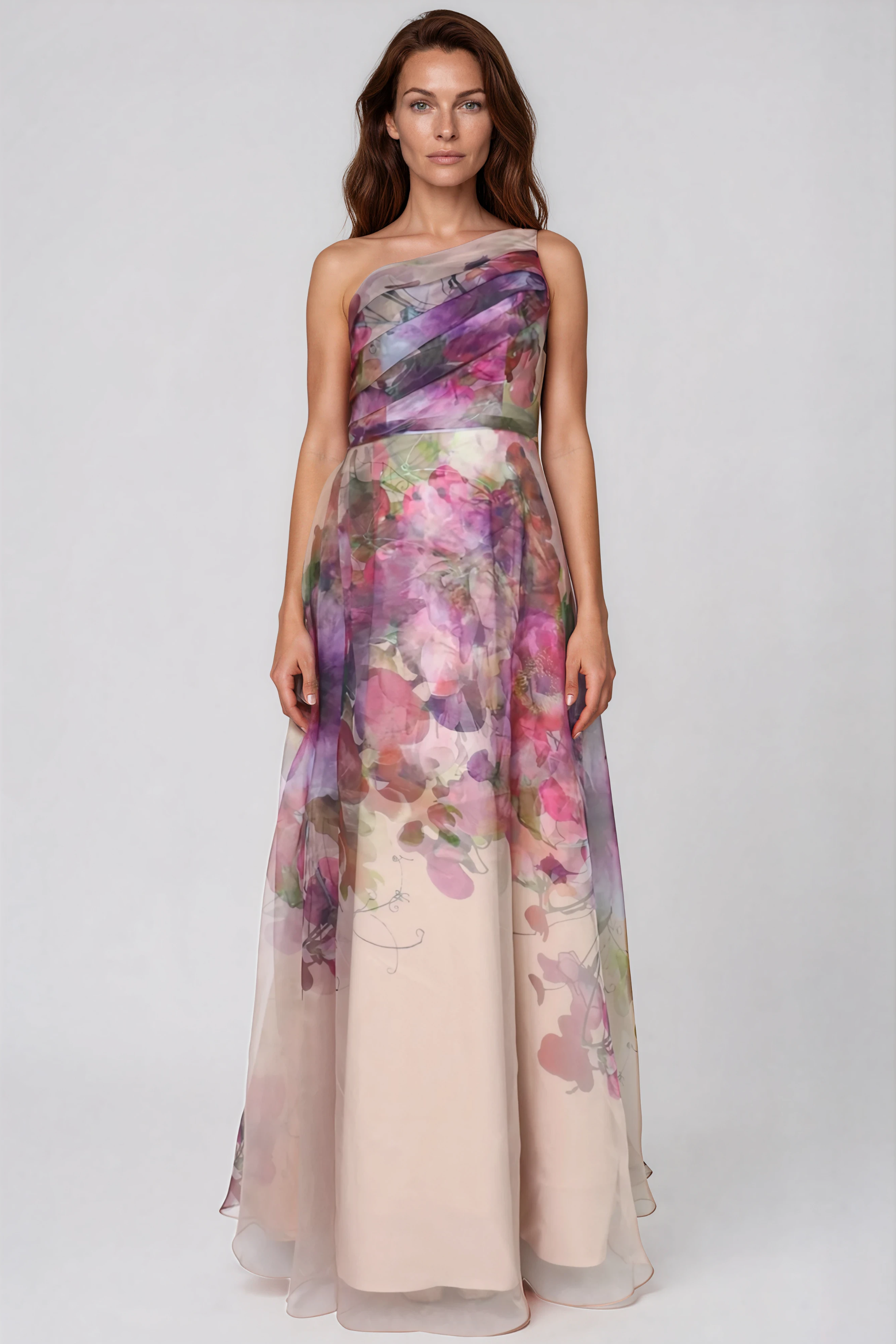 One Shoulder A-line Organza Gown Gown Rene Ruiz Collection