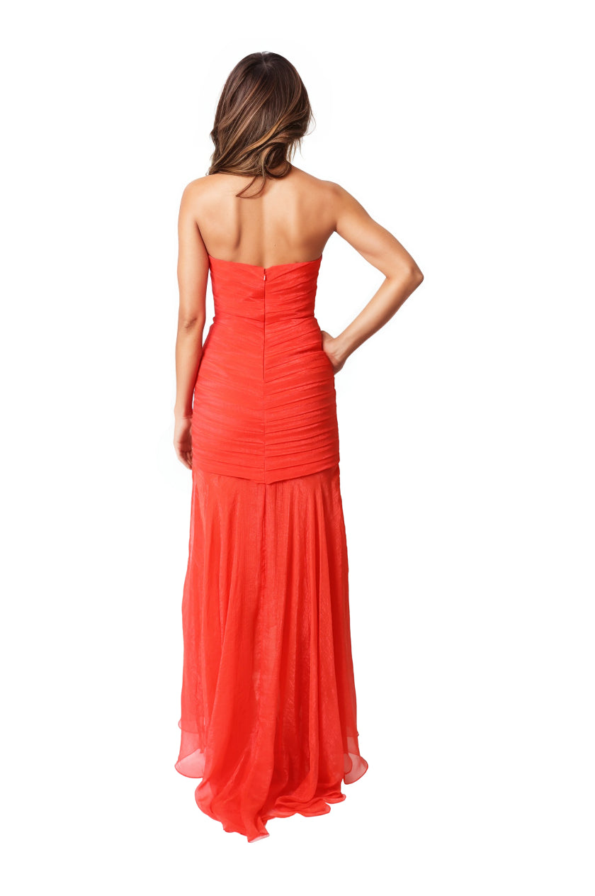 Strapless Pleated Chiffon Gown  