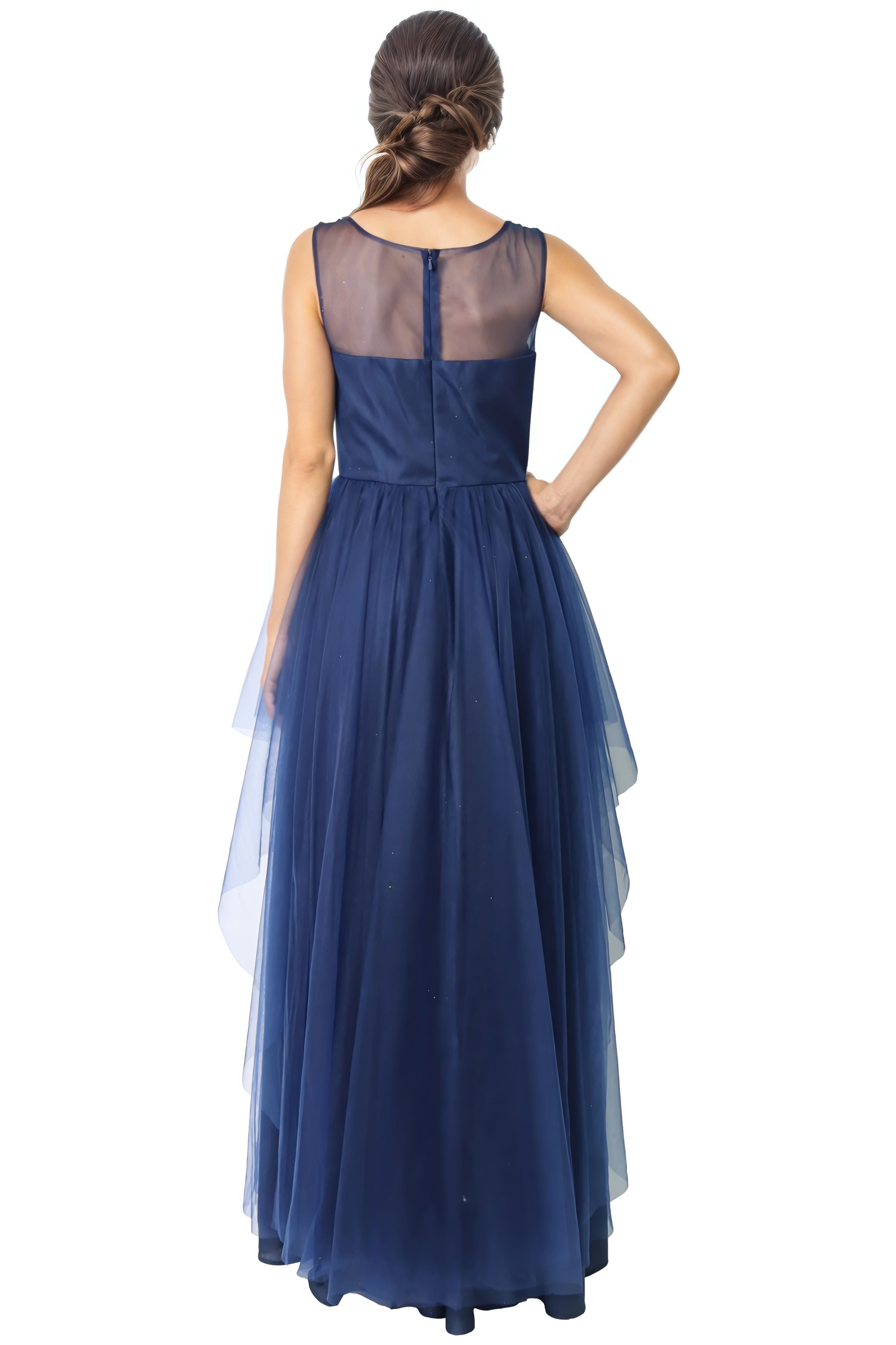 Illusion Neckline Tulle A-Line Gown