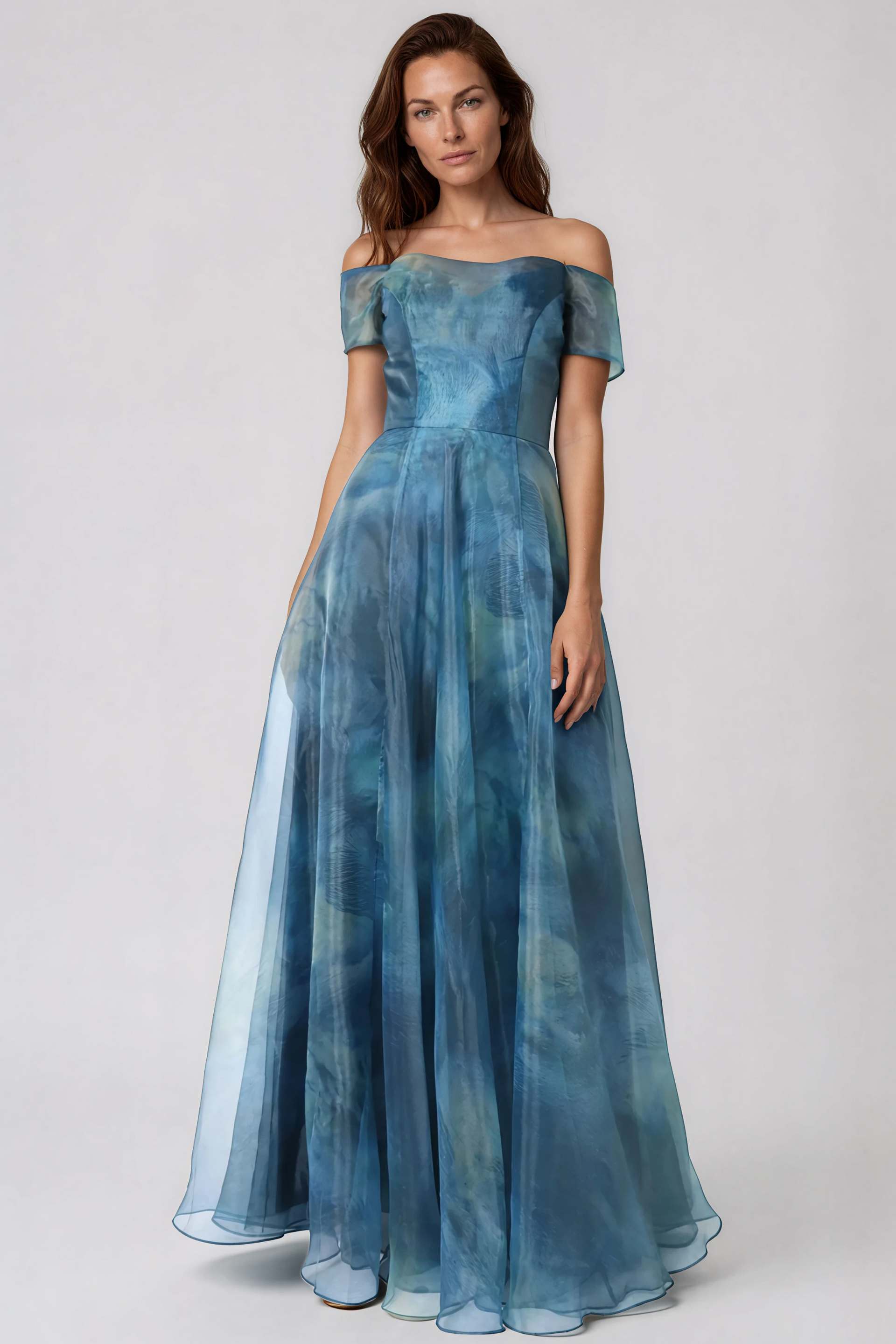 Off The Shoulder Organza A-Line Gown