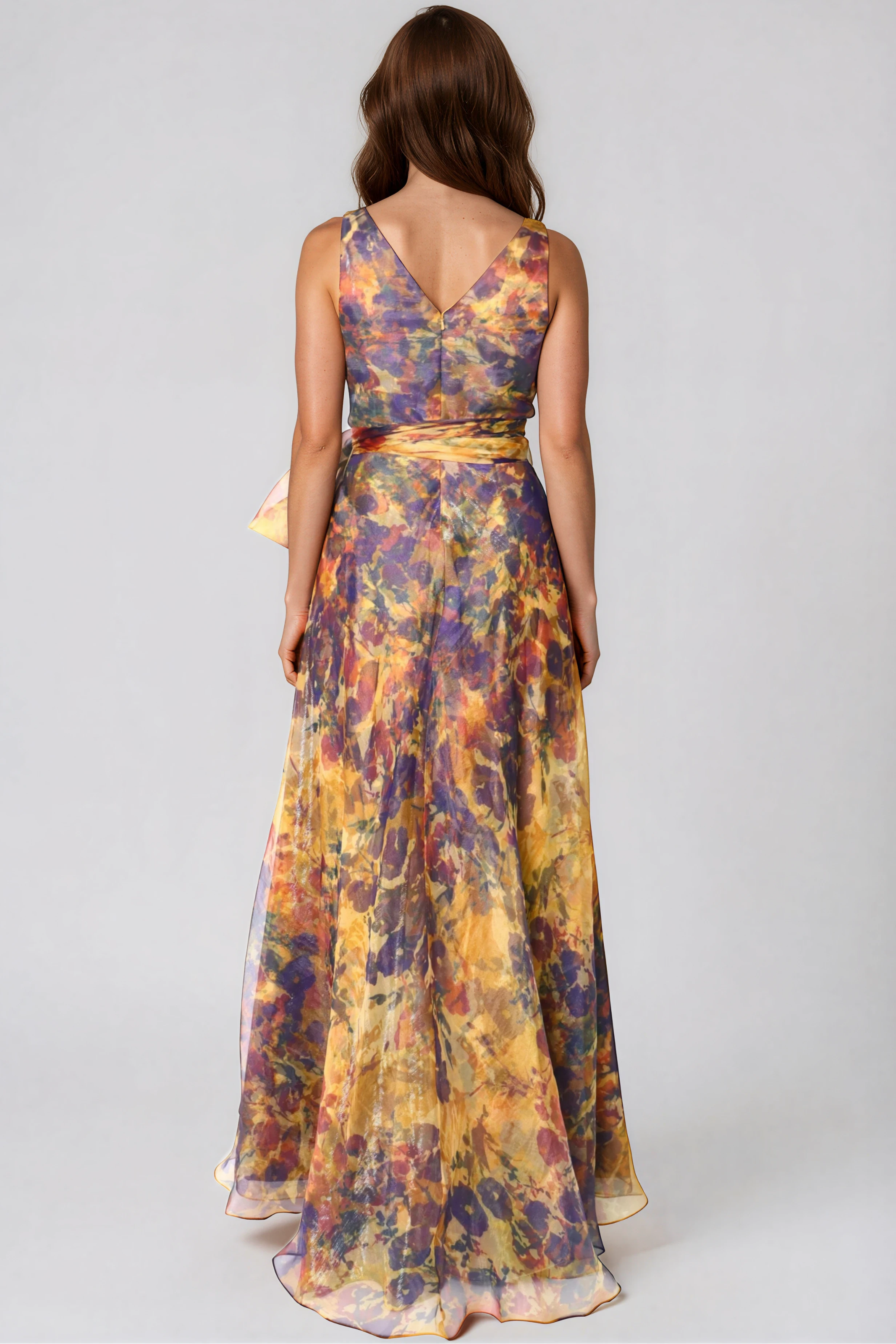 V-Neck Organza A-Line Gown Gown Rene Ruiz Collection