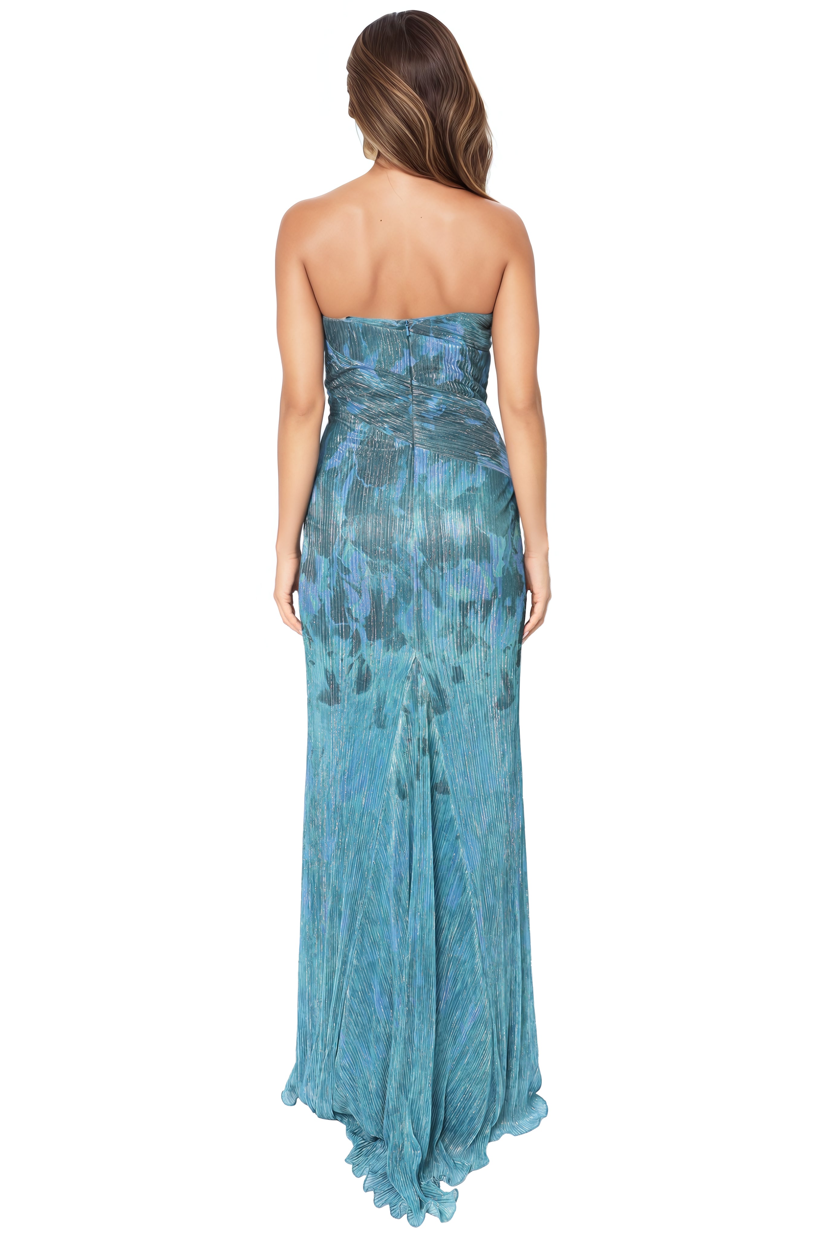 Strapless Stretch Metallic Gown  