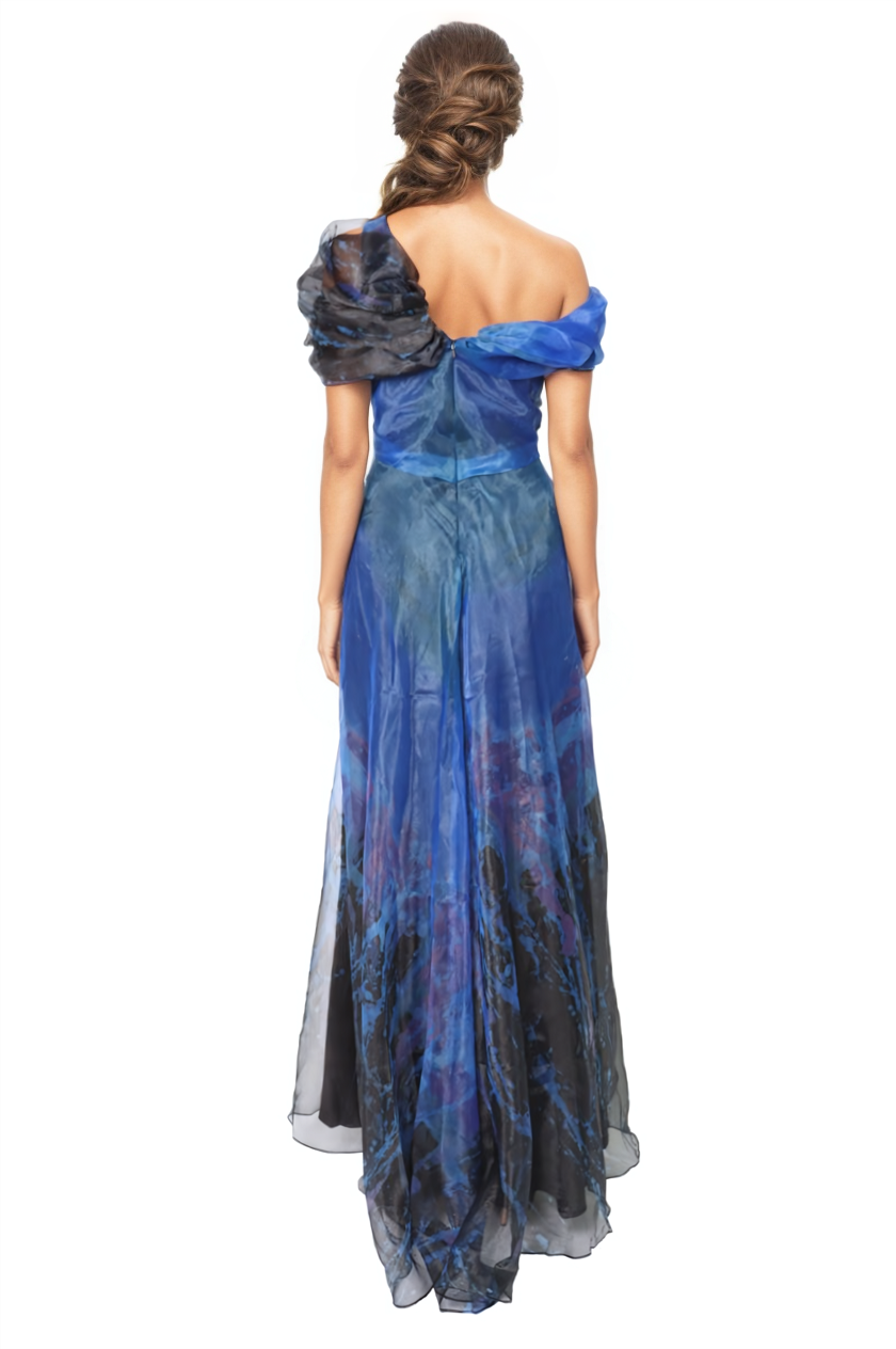 Twisted Off-The-Shoulder Organza Gown  