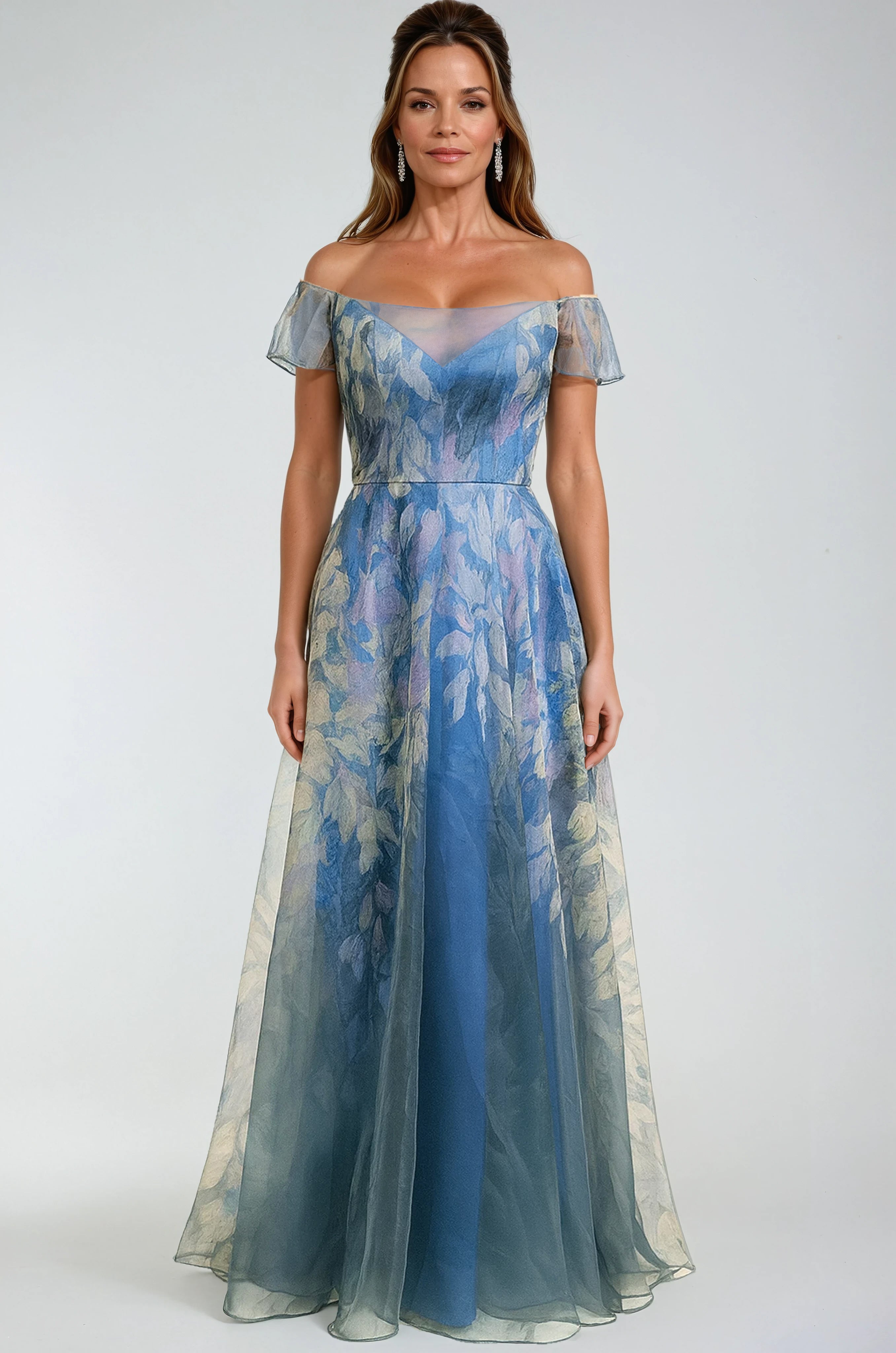 Sweetheart Illusion Off The Shoulder Organza Gown