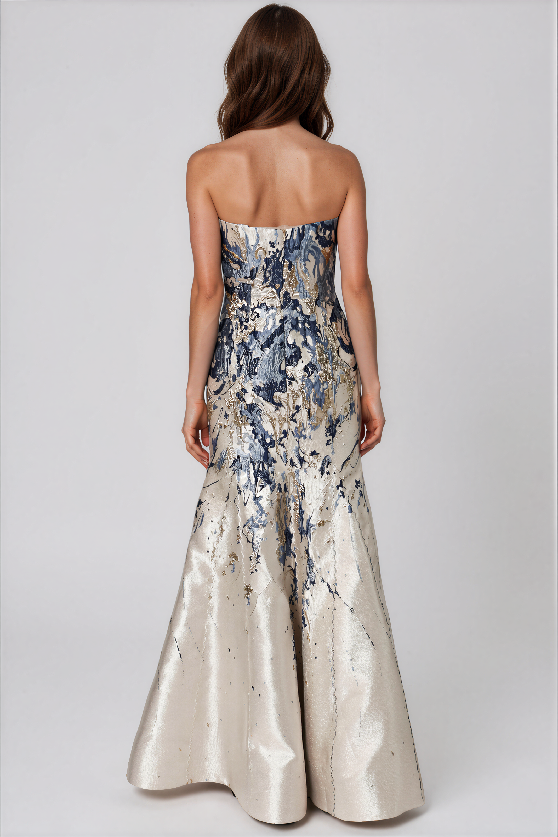 Strapless Mermaid Brocade Gown