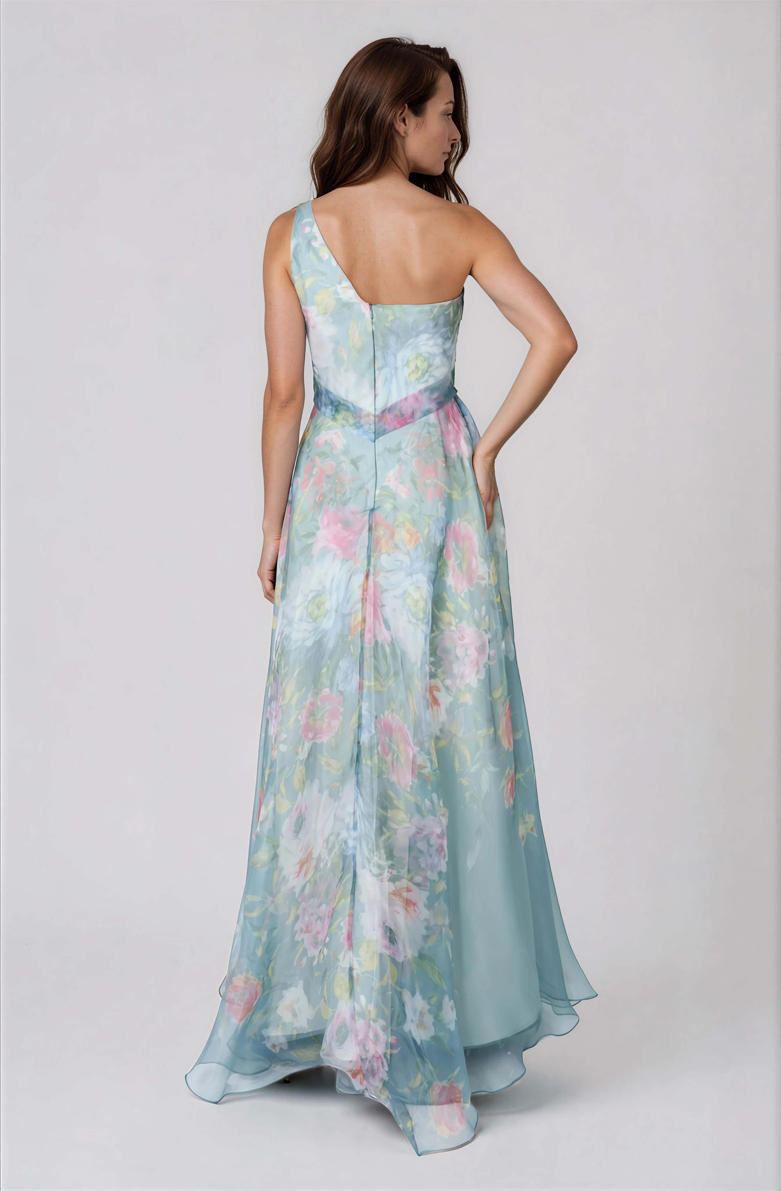 One Shoulder A-line Organza Gown Gown Rene Ruiz Collection
