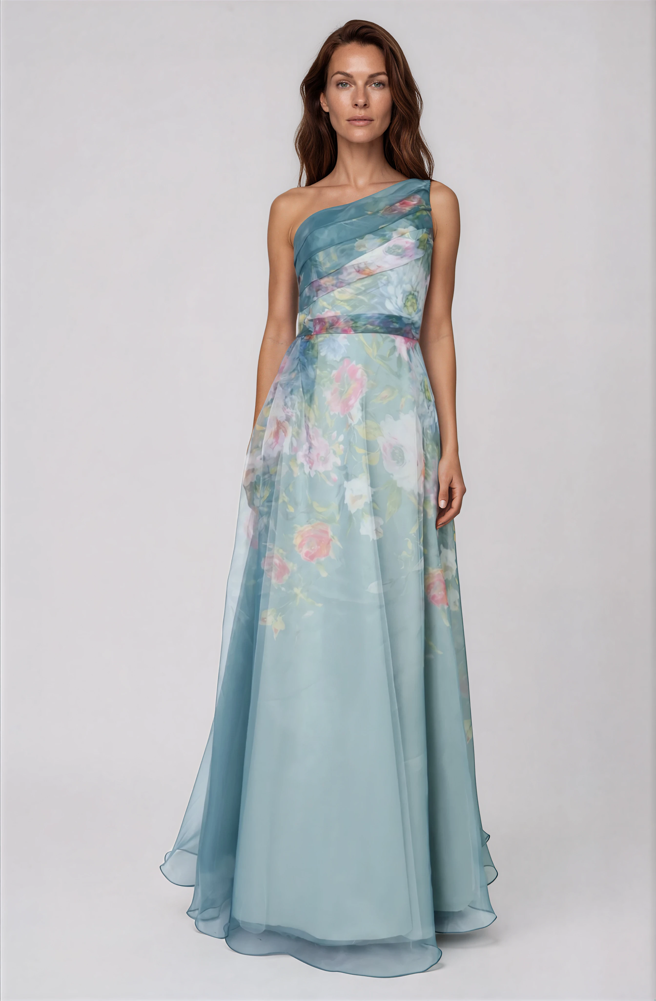 One Shoulder A-line Organza Gown Gown Rene Ruiz Collection