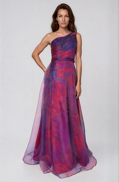 One Shoulder A-line Organza Gown