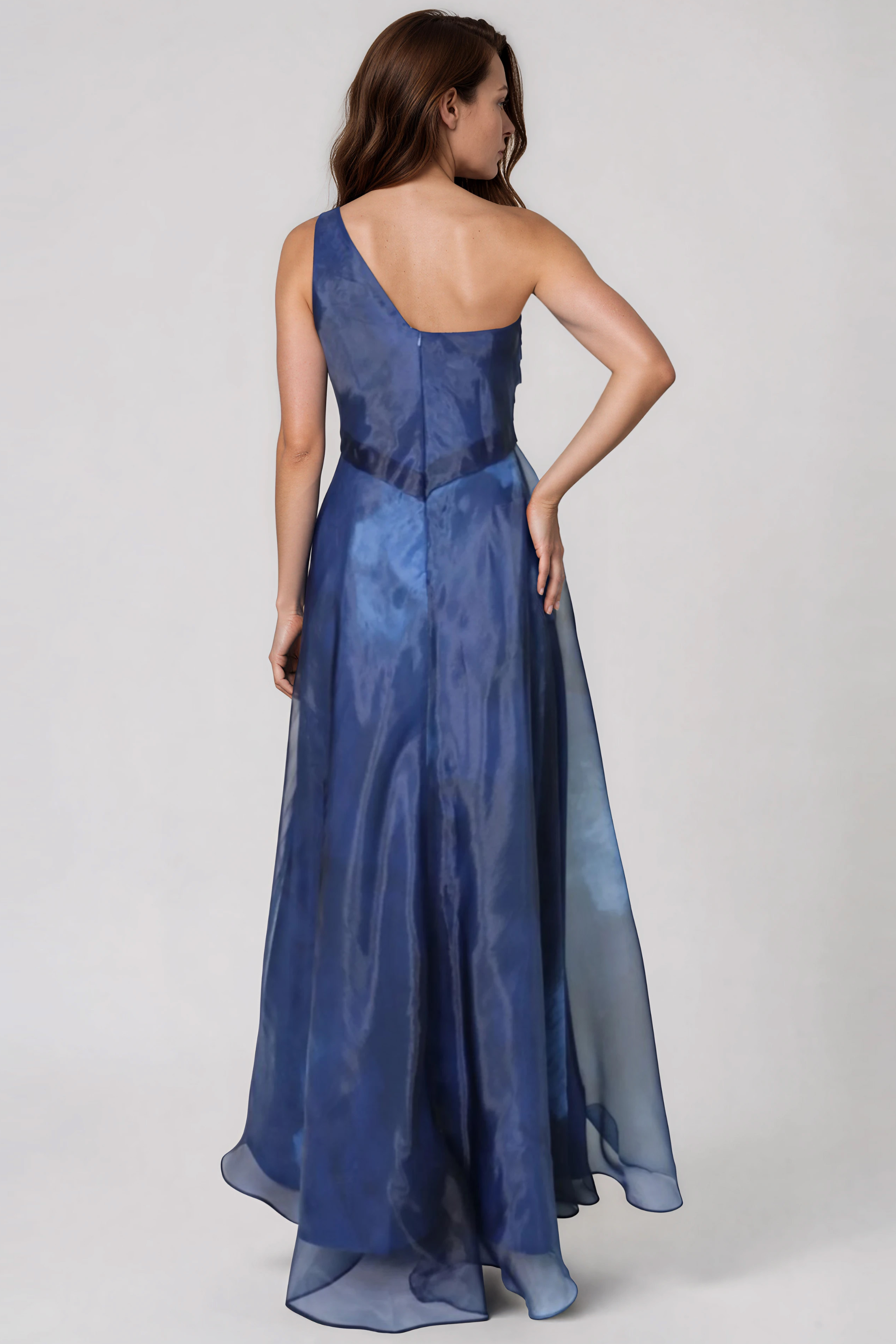 One Shoulder A-line Organza Gown Gown Rene Ruiz Collection