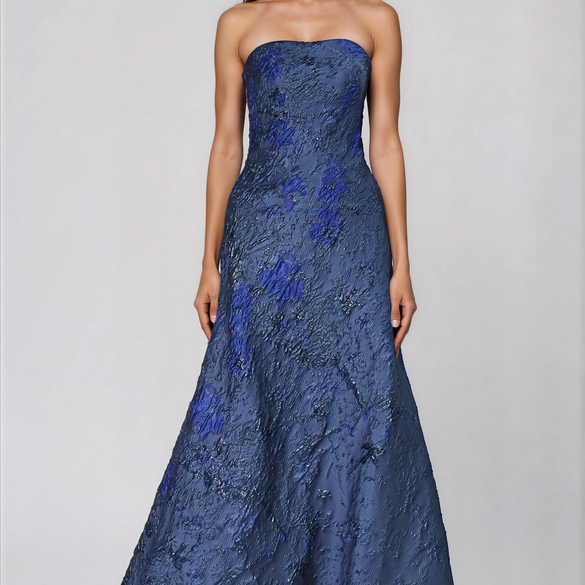 Strapless Brocade A-line Gown